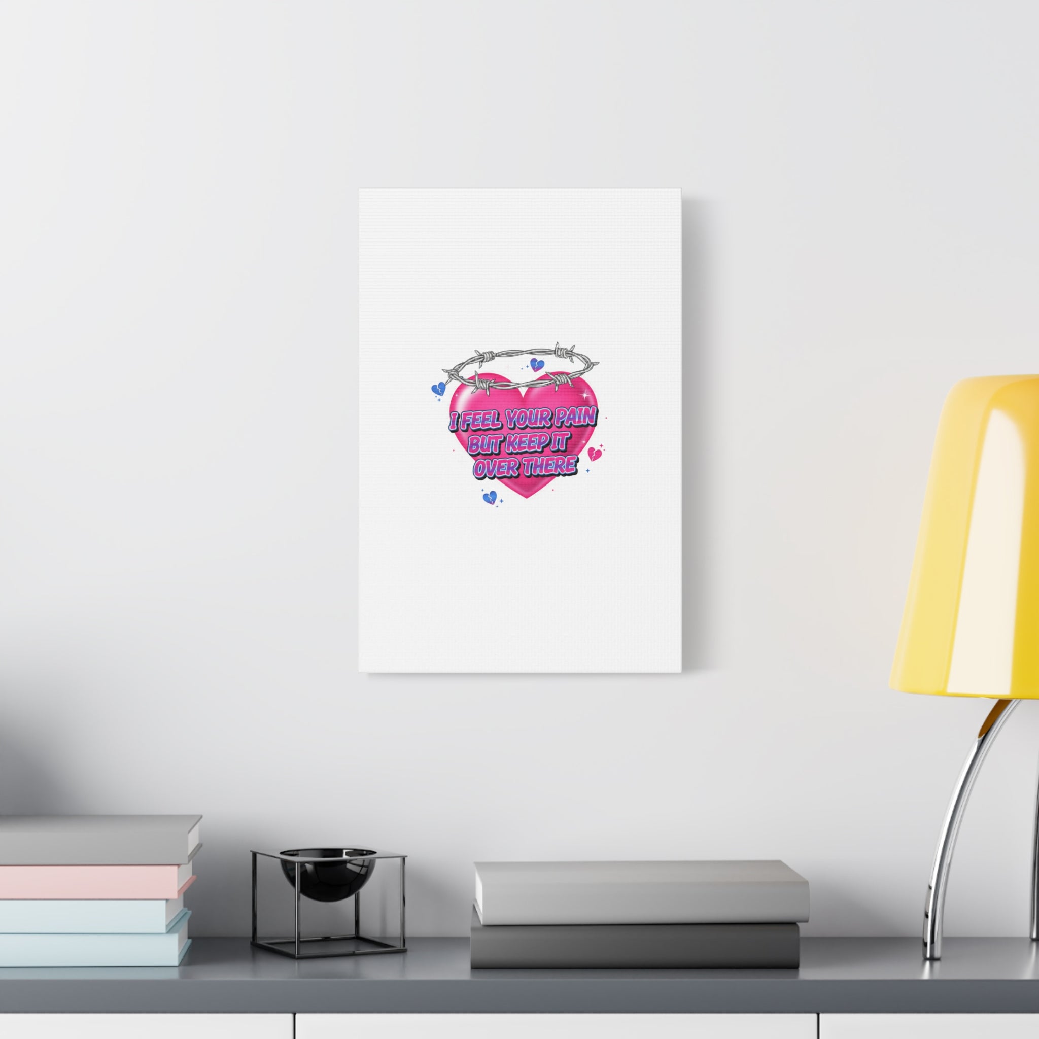 Snarky Neon Heart Airbrush Canvas | Softcore Hater, Y2K nostalgia