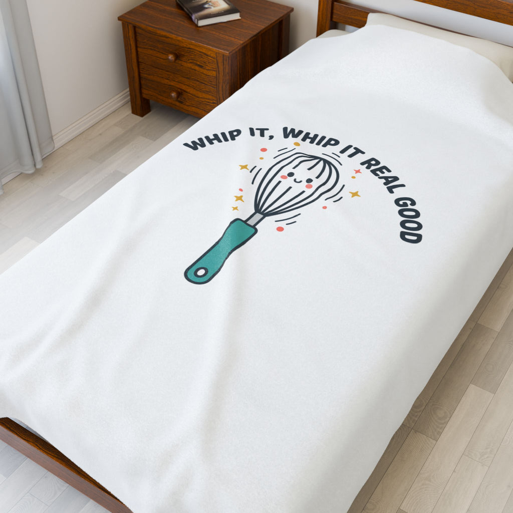 Whip It Whisk Kitchen Pun Velveteen Plush Blanket | kitchen pun towel, cooking humor