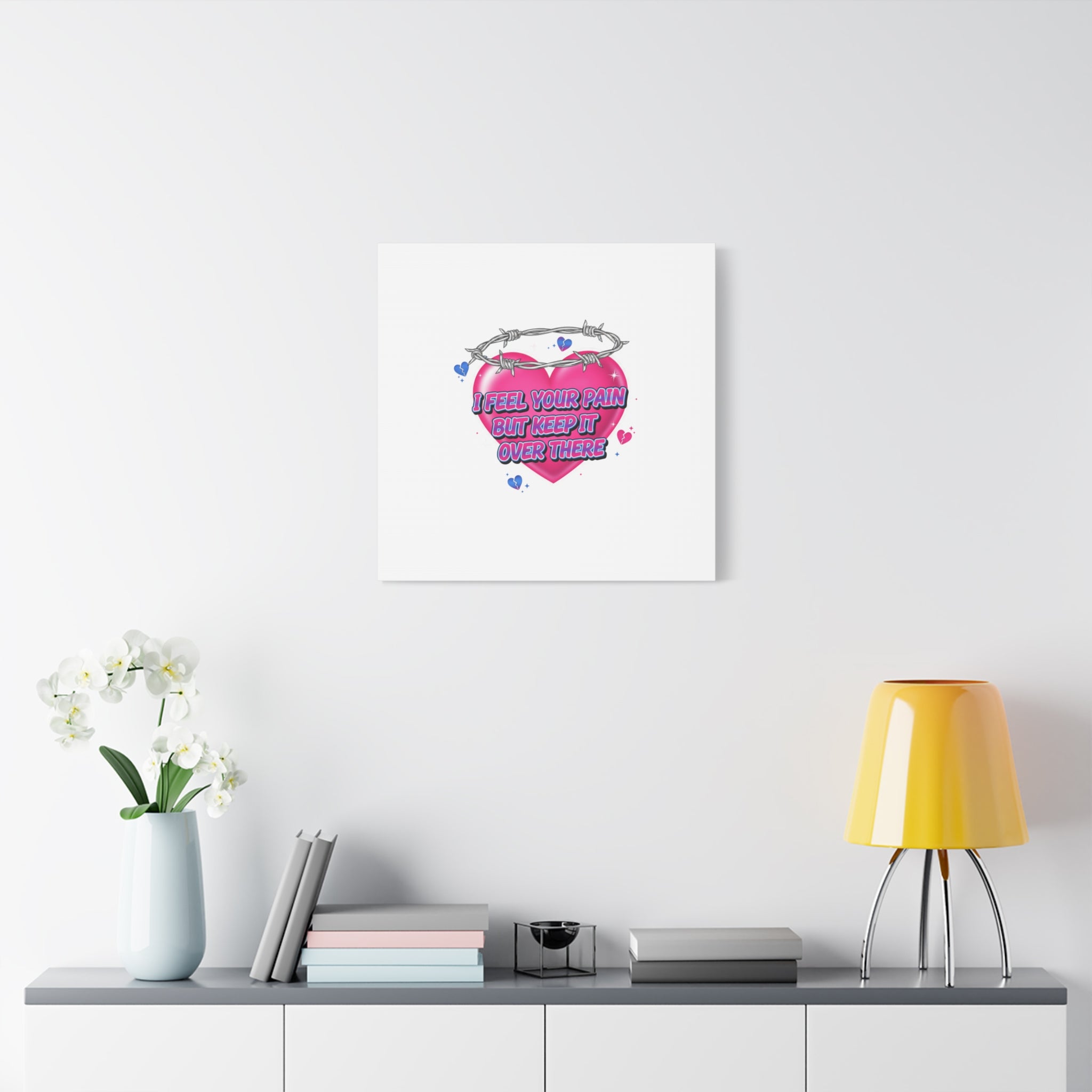 Snarky Neon Heart Airbrush Canvas | Softcore Hater, Y2K nostalgia