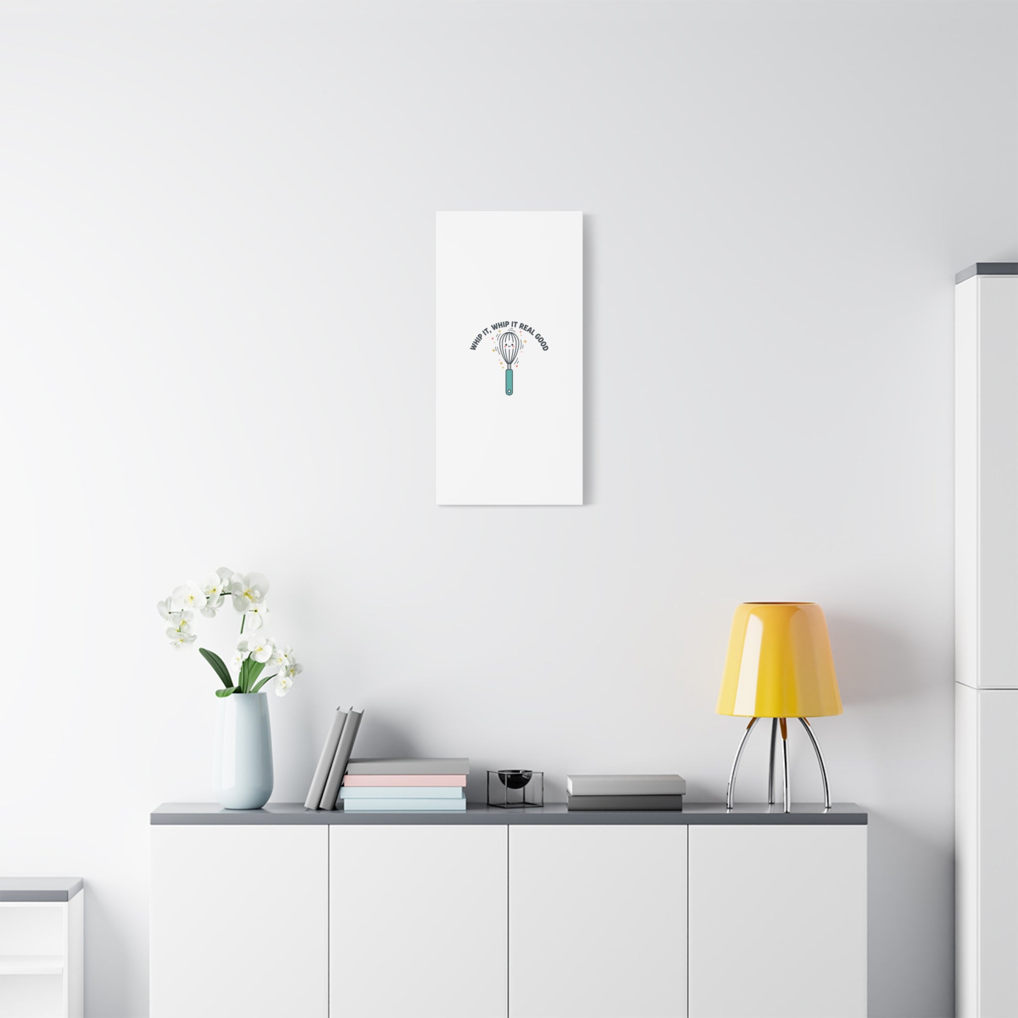 Whip It, Whip It Real Good Canvas | Kitchen Pun Minimalism, Cooking Humor