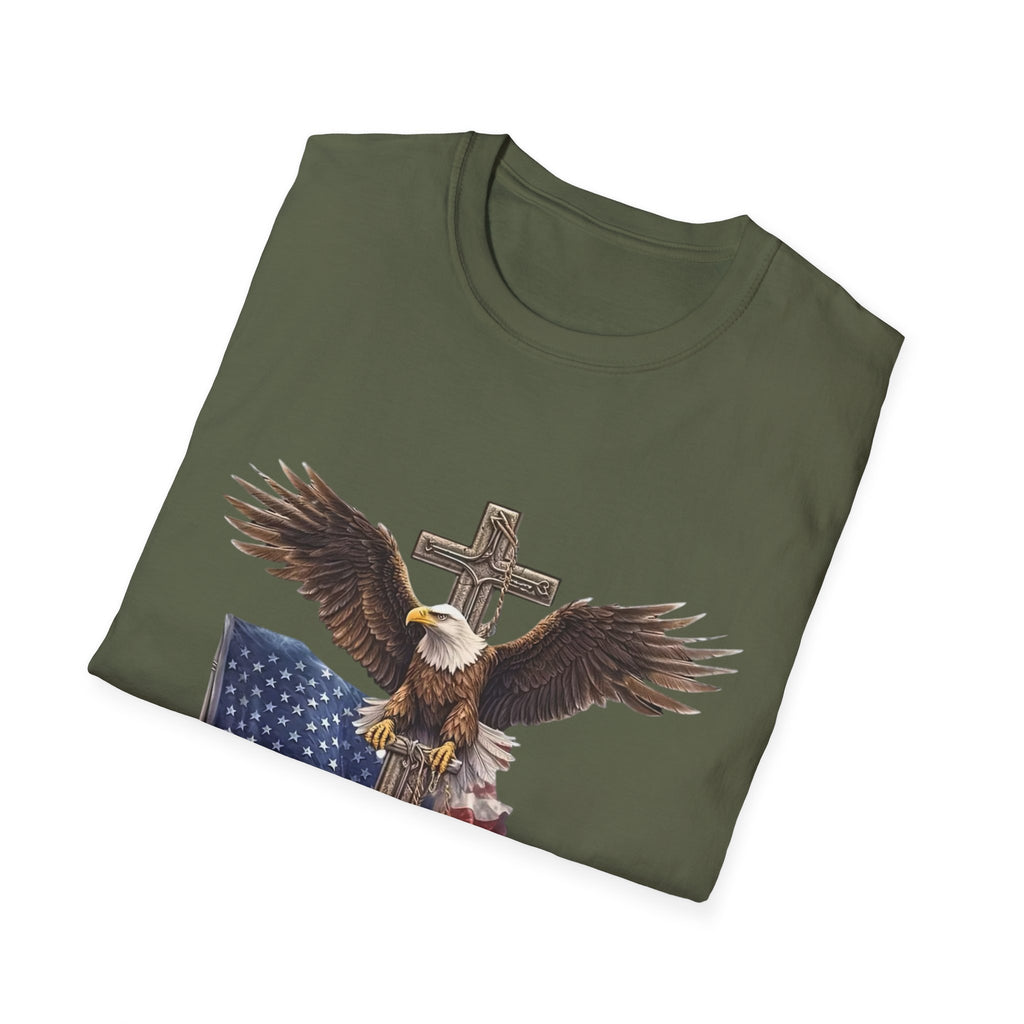 Patriotic Eagle Cross T-Shirt — American Flag Christian Tee