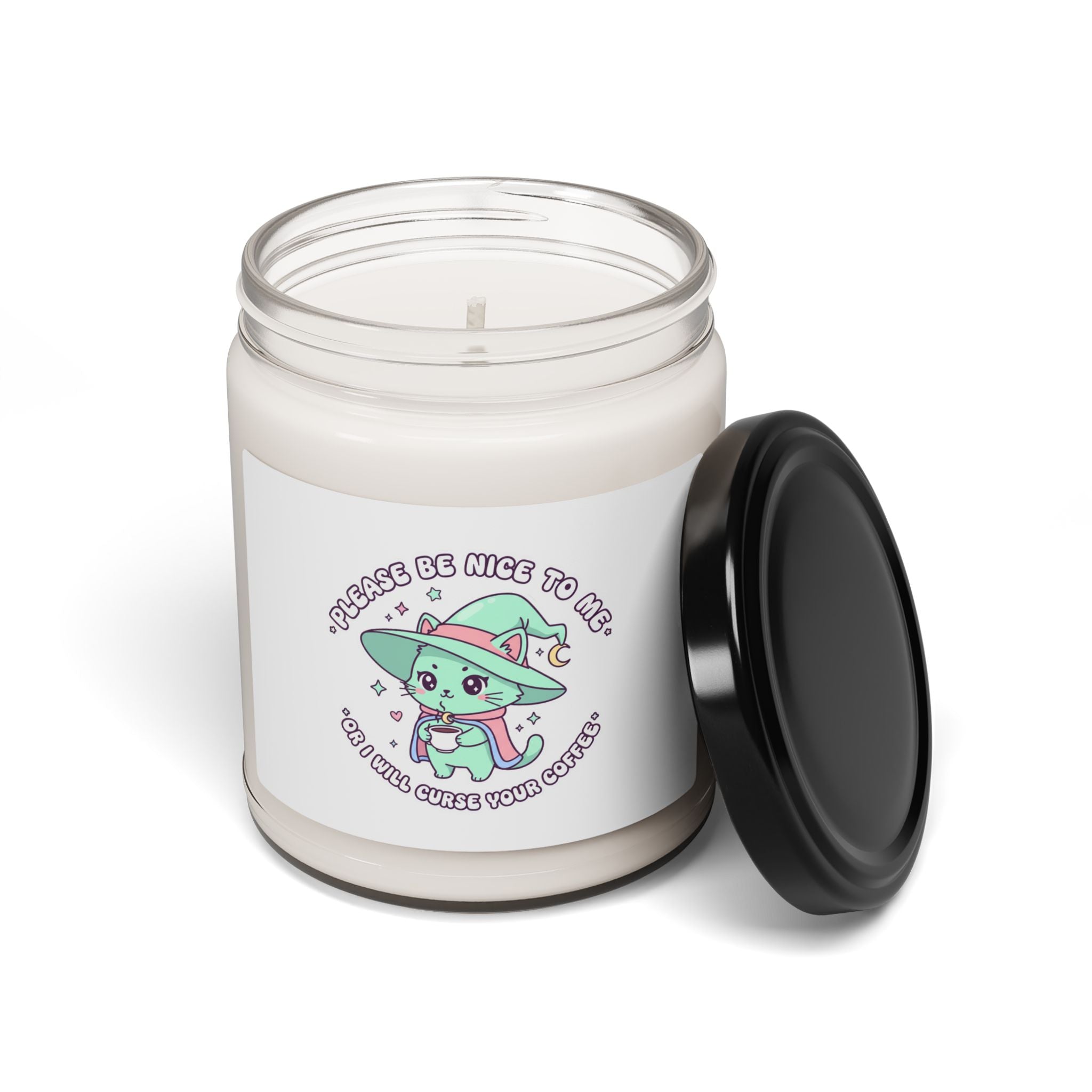 Cute Menacing Kawaii Witch Candle, Soy 9oz | Soft Threat pastel sass