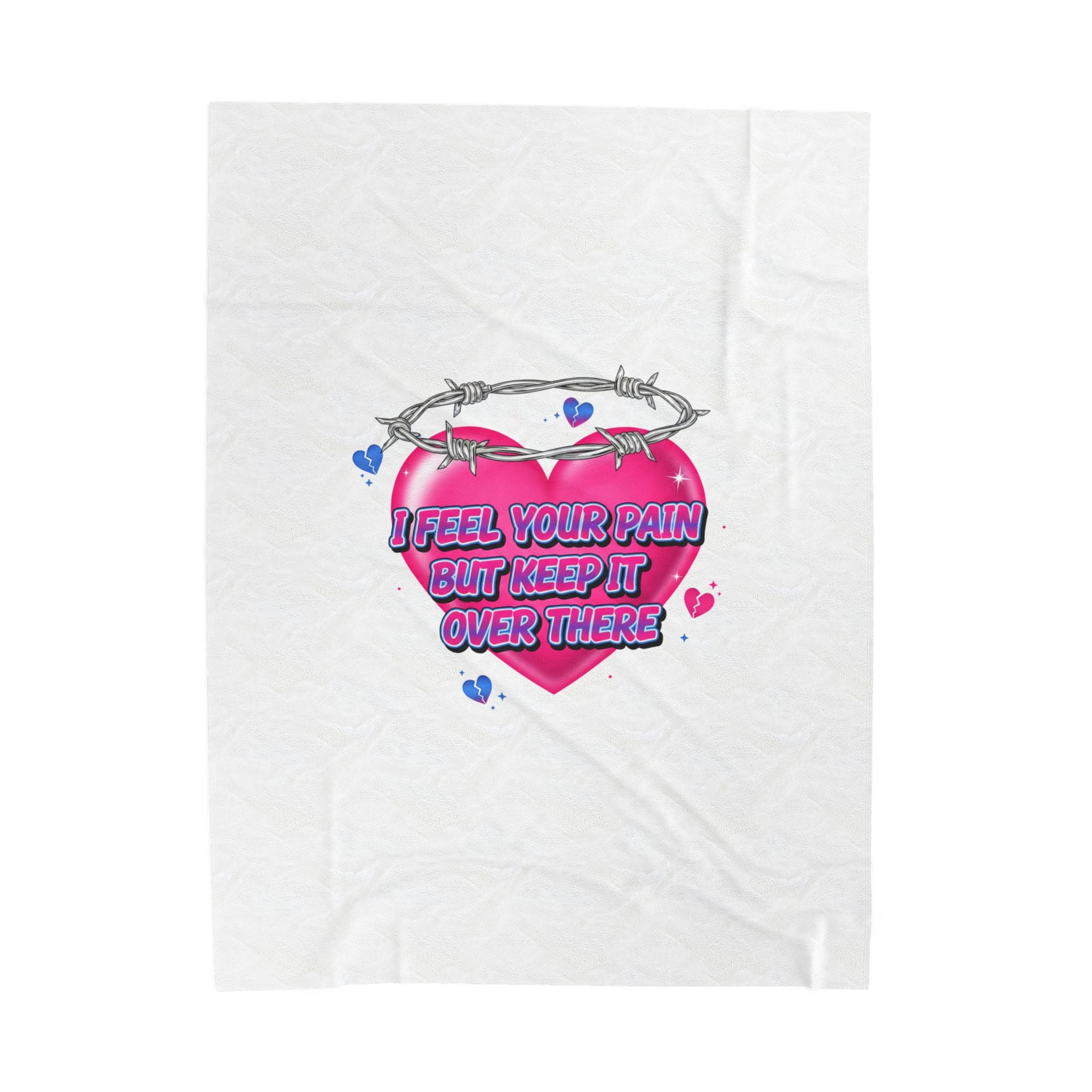 I Feel Your Pain But Keep It Over There Plush Blanket | Softcore Airbrush, Y2K Neon