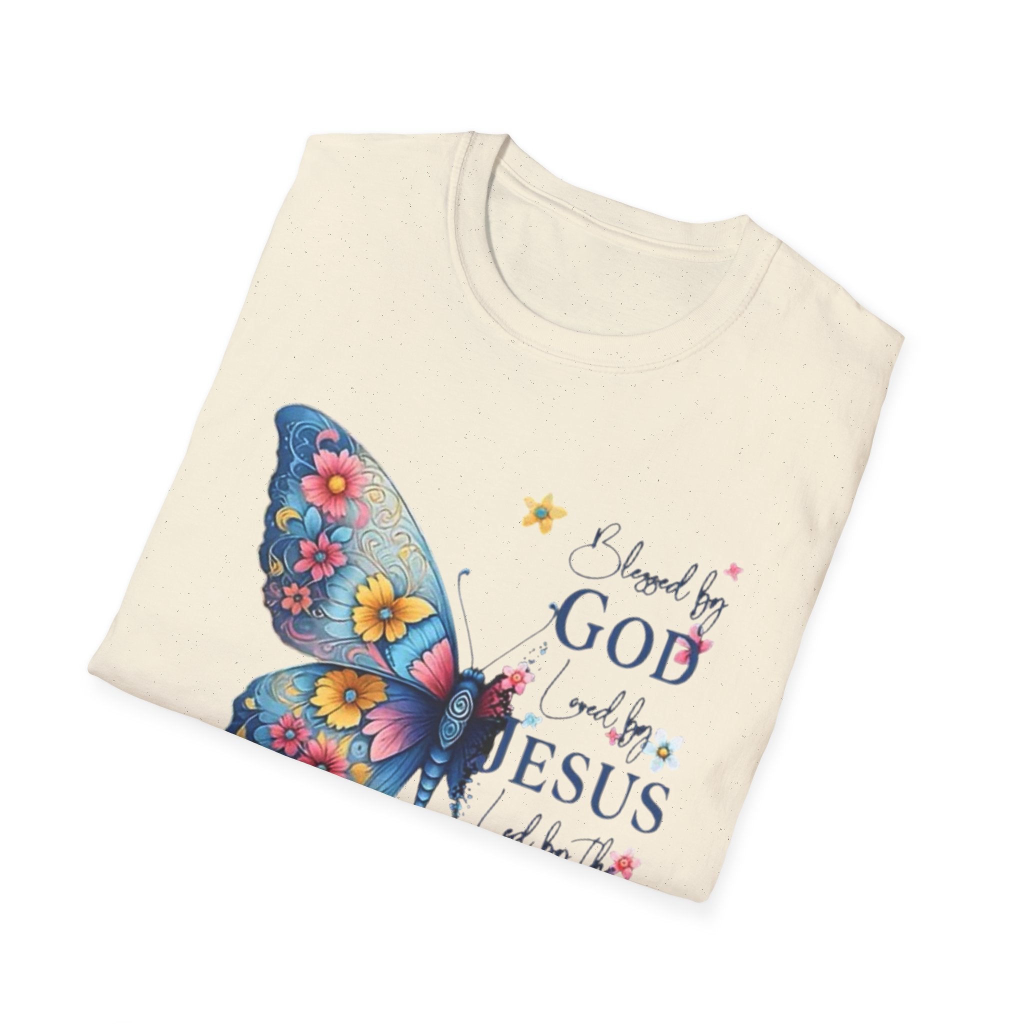 Butterfly Faith T-Shirt — "I am loved by God and held by Jesus and the Spirit" Christian Tee