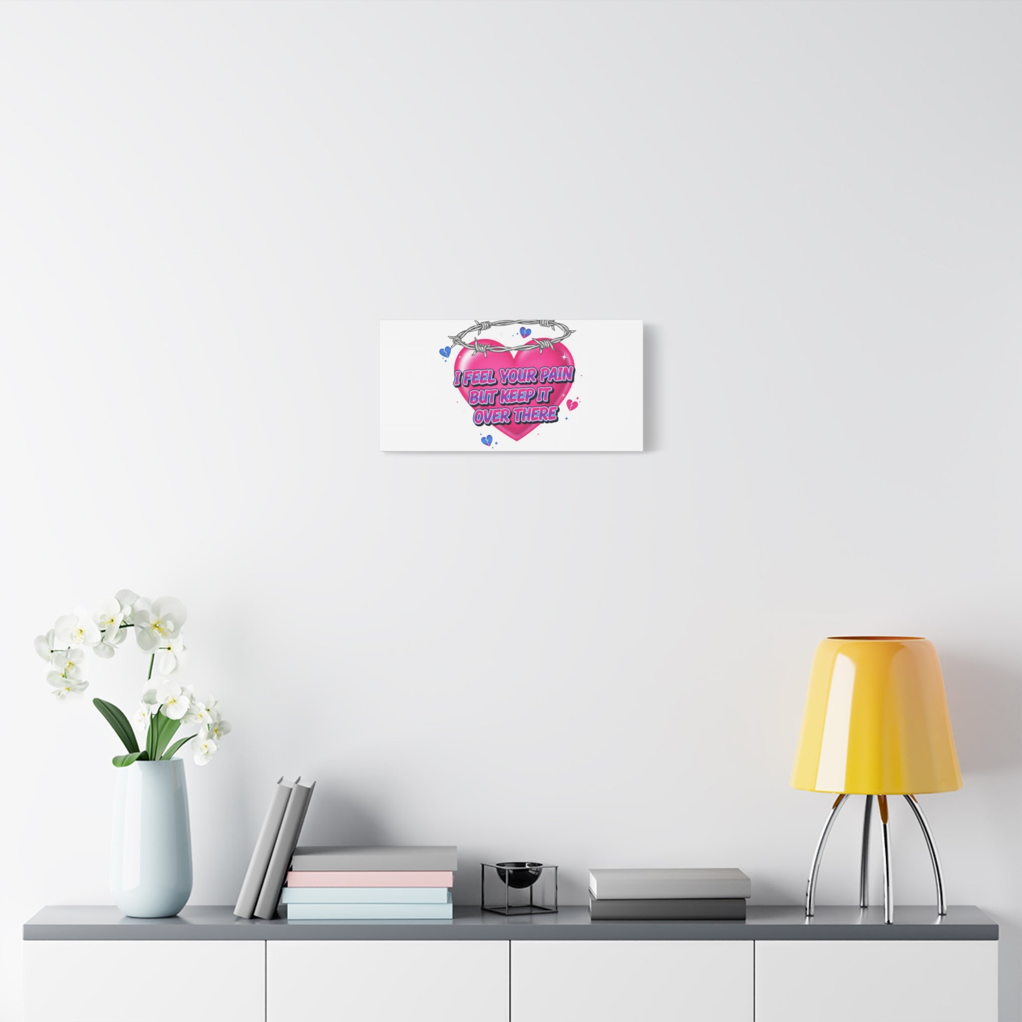Snarky Neon Heart Airbrush Canvas | Softcore Hater, Y2K nostalgia