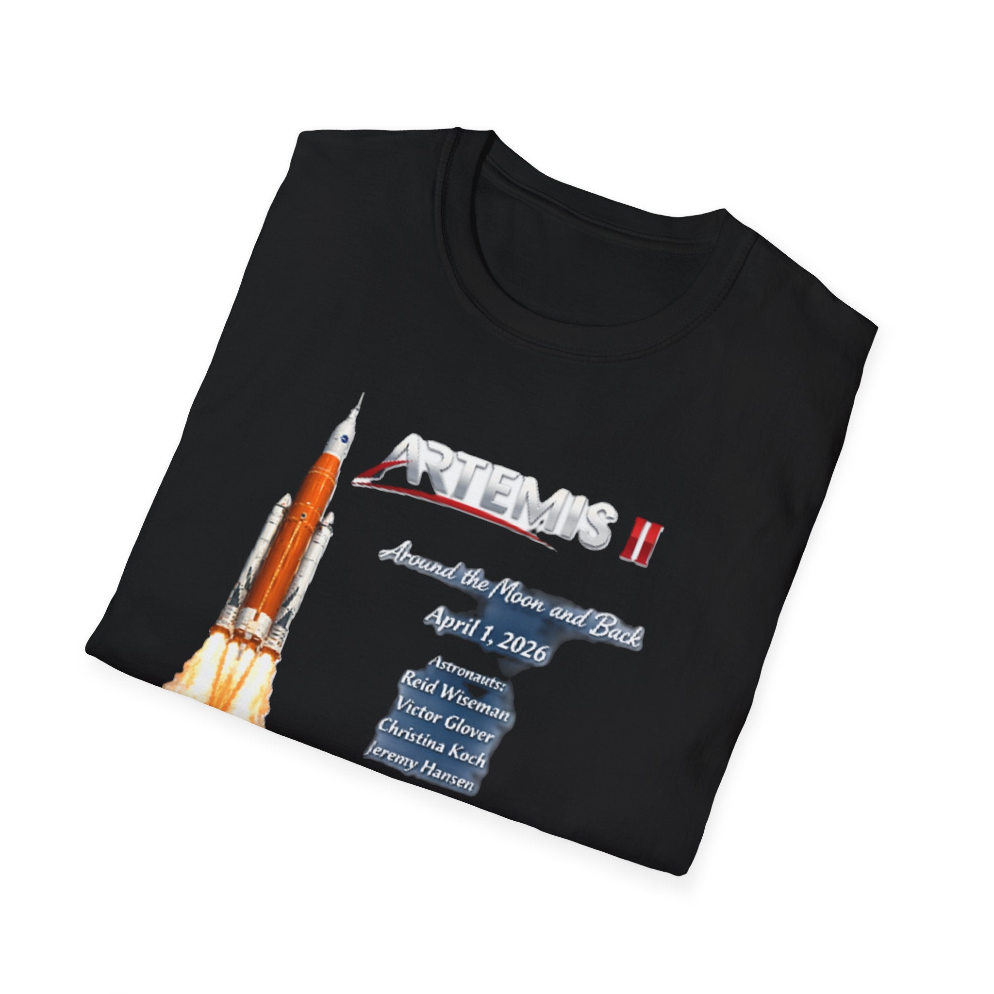 Artemis II Crew & Rocket Graphic T-Shirt
