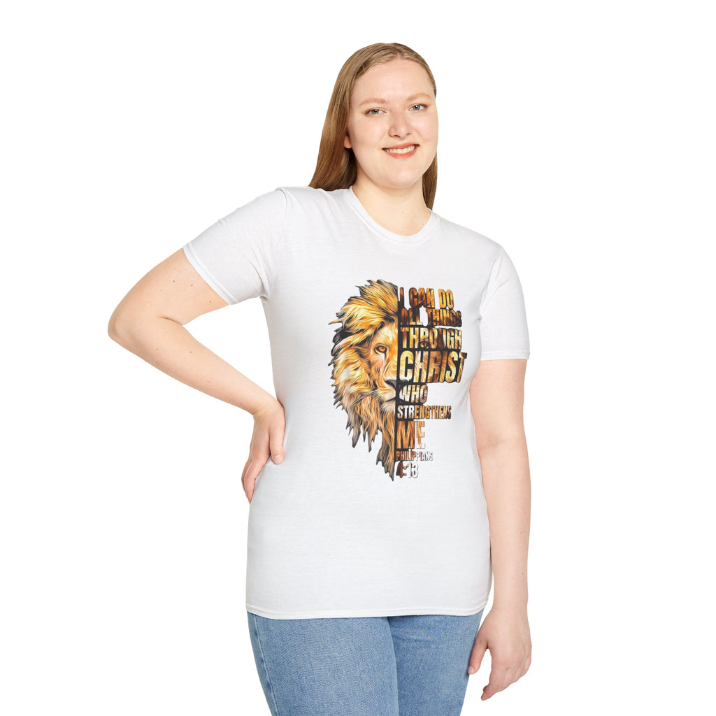 Christian Lion T-Shirt — "I Can Do All Things Through Christ Who Strengthens Me" Inspirational Tee