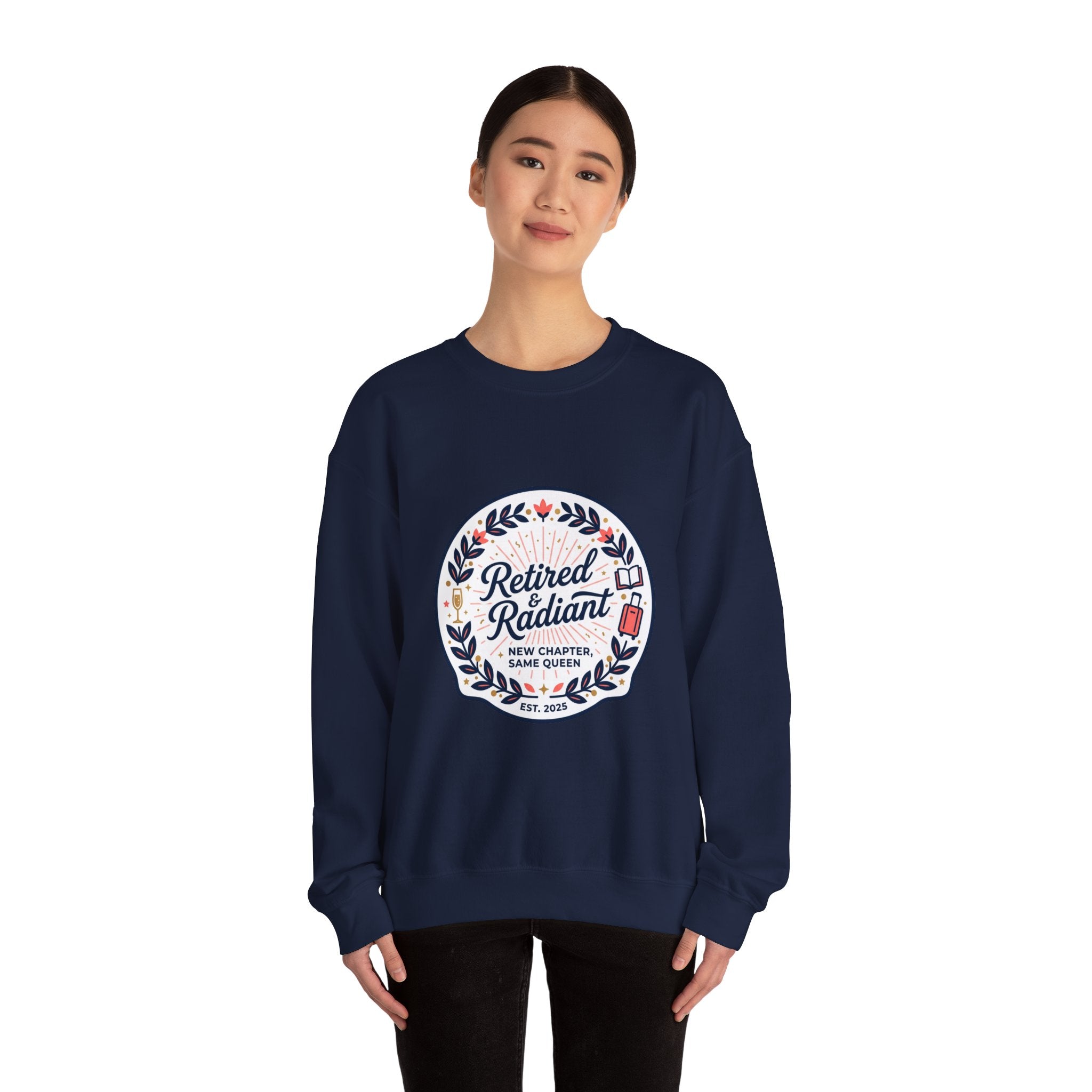 Retired & Radiant Crewneck Sweatshirt, retirement gifts for women | personalized retired 2026