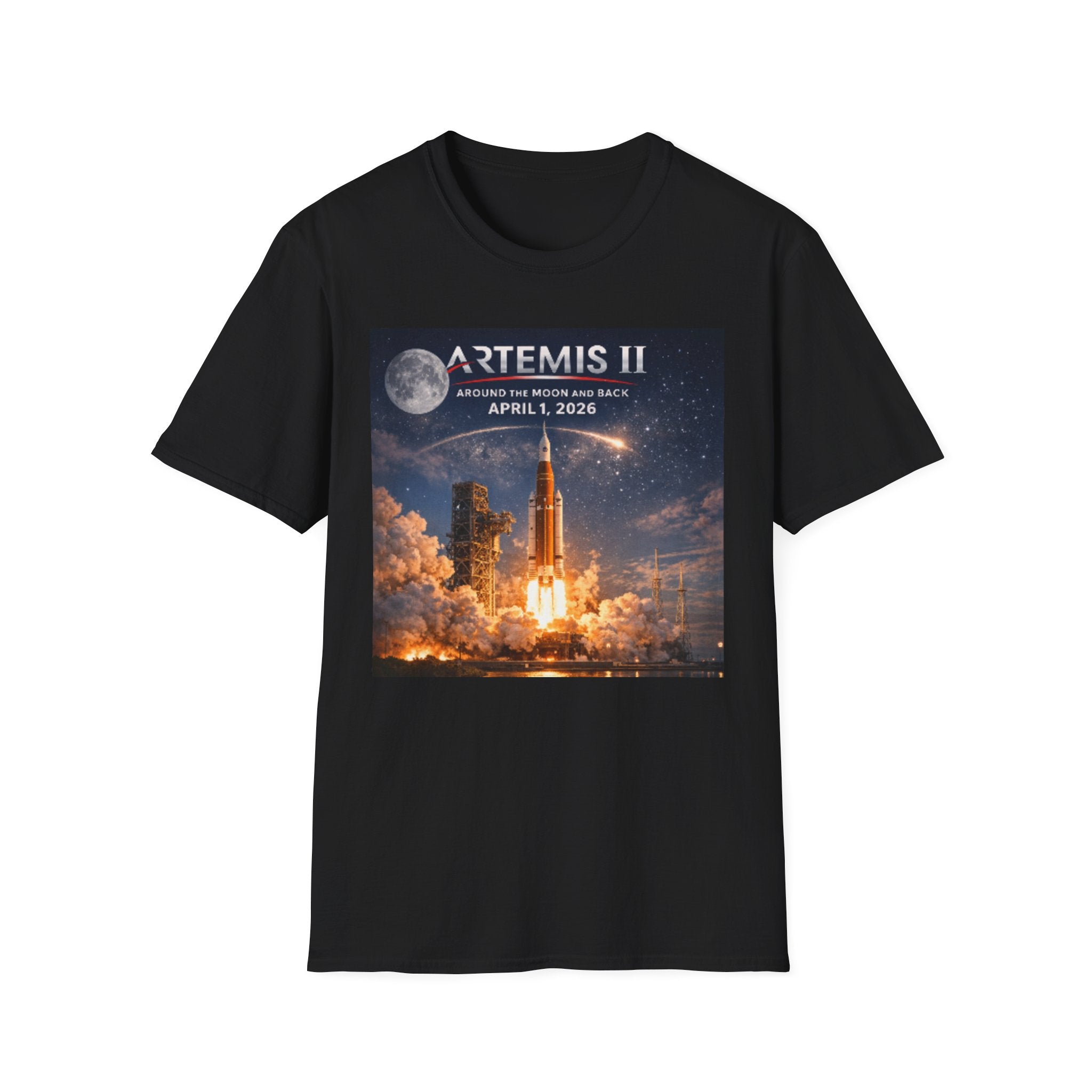 Artemis II Moon Mission T-Shirt — April 1, 2026 Rocket Launch Tee