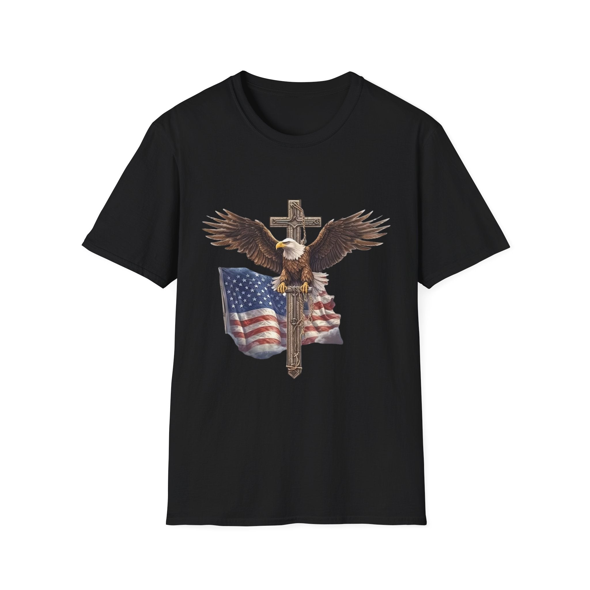 Patriotic Eagle Cross T-Shirt — American Flag Christian Tee