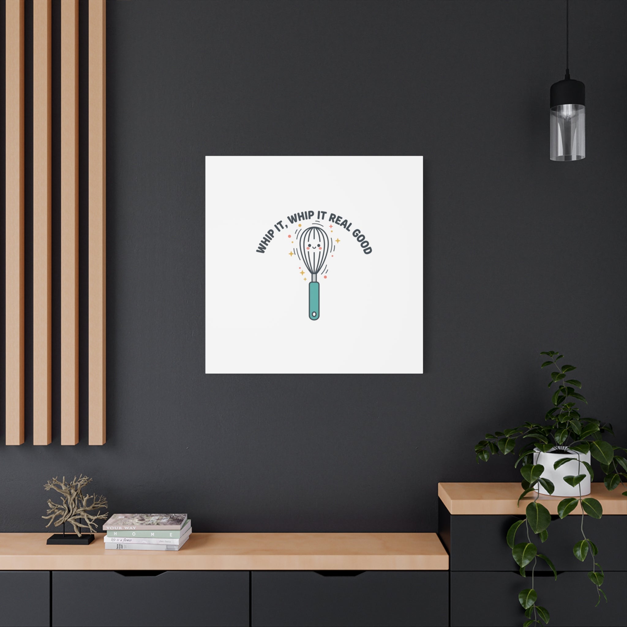 Whip It, Whip It Real Good Canvas | Kitchen Pun Minimalism, Cooking Humor