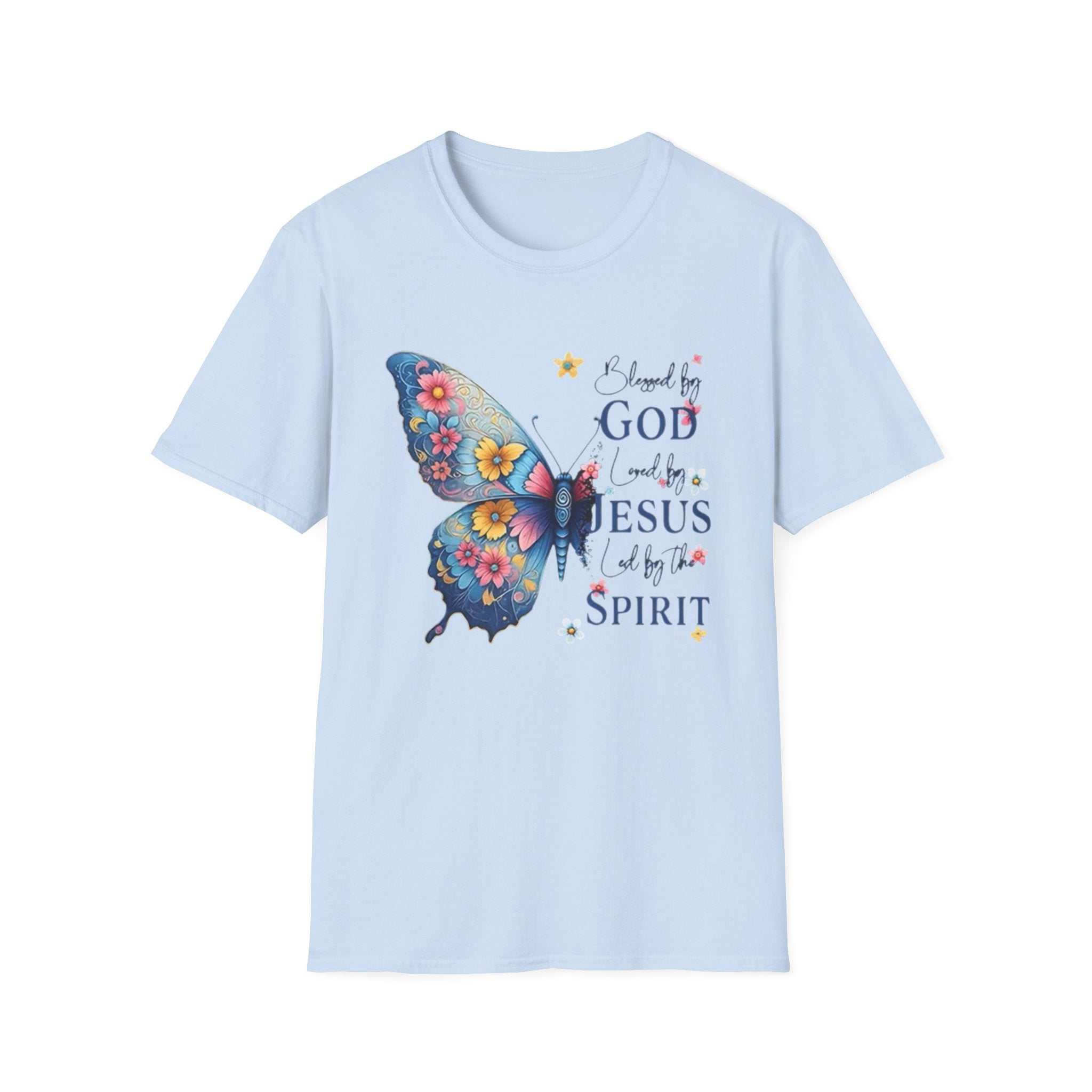 Butterfly Faith T-Shirt — "I am loved by God and held by Jesus and the Spirit" Christian Tee