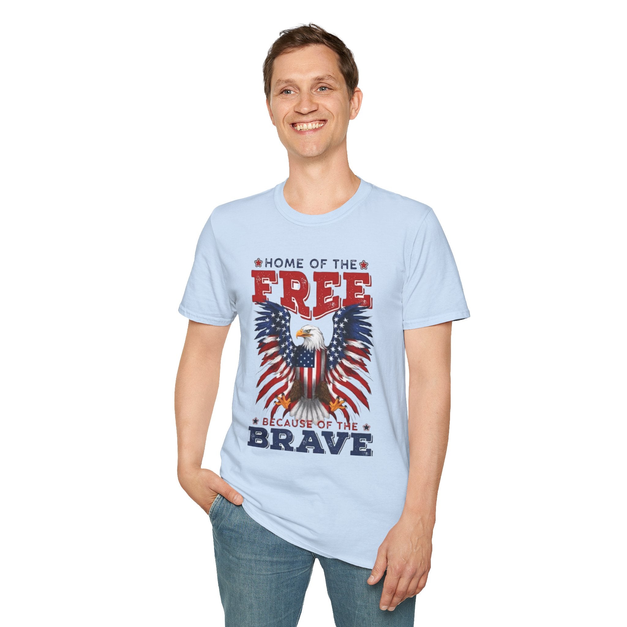 Patriotic Eagle T-Shirt — "Home of the Free Because of the Brave"
