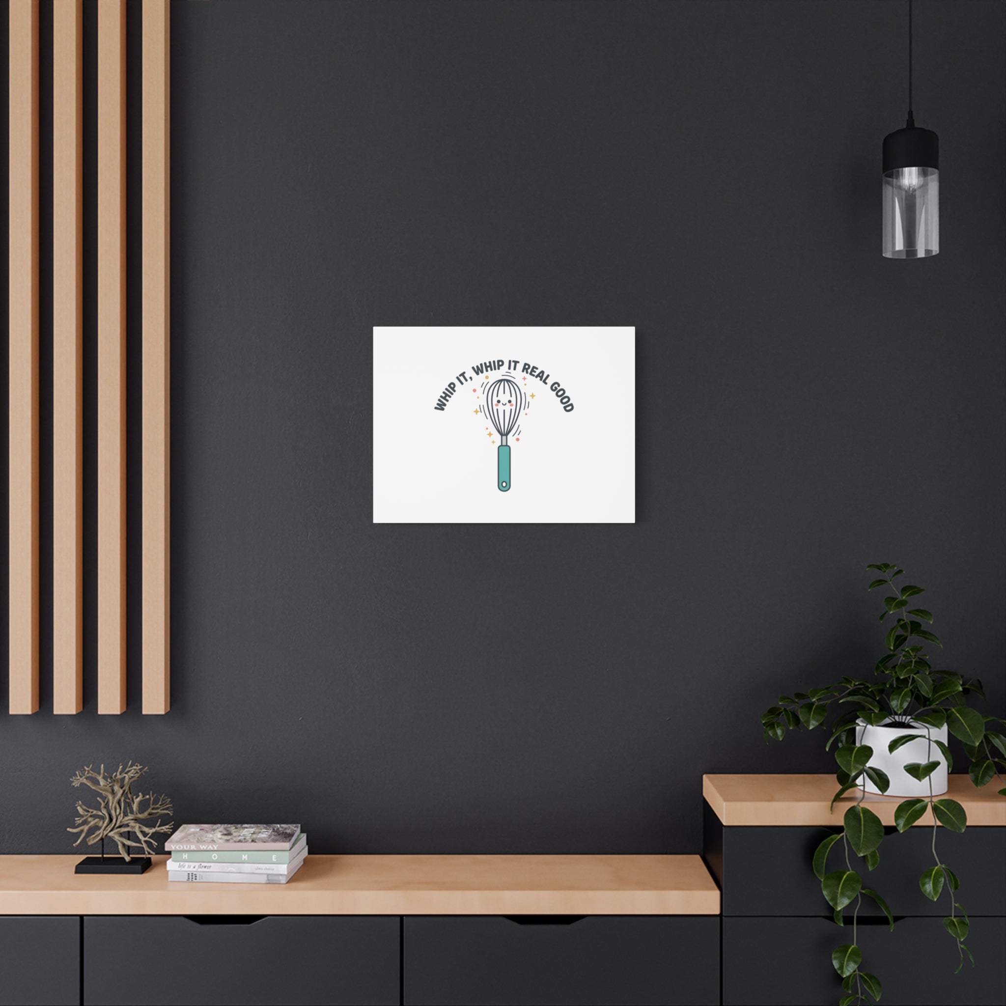 Whip It, Whip It Real Good Canvas | Kitchen Pun Minimalism, Cooking Humor