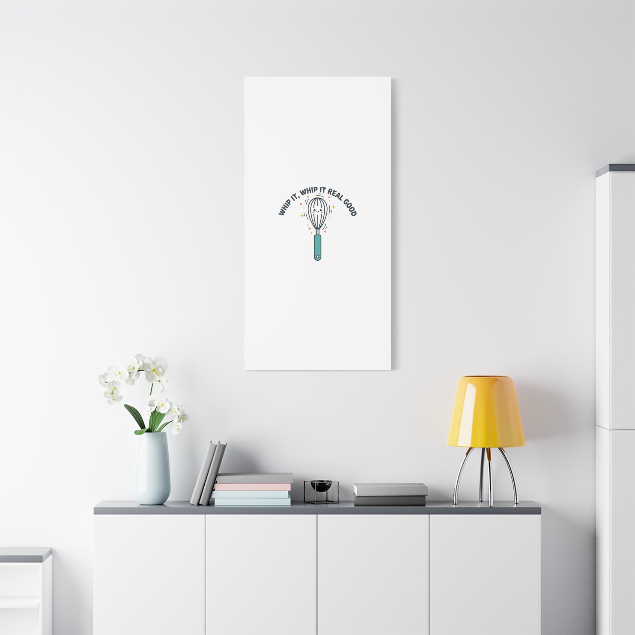 Whip It, Whip It Real Good Canvas | Kitchen Pun Minimalism, Cooking Humor
