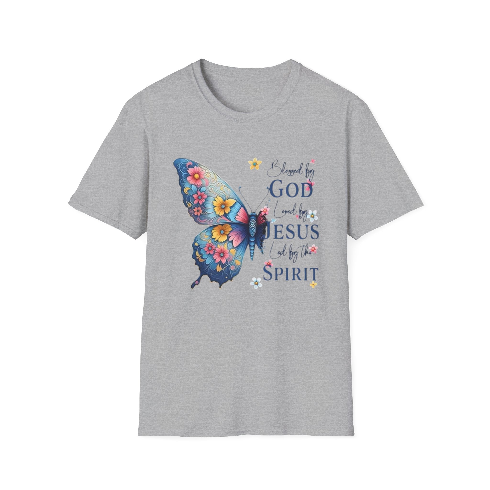 Butterfly Faith T-Shirt — "I am loved by God and held by Jesus and the Spirit" Christian Tee