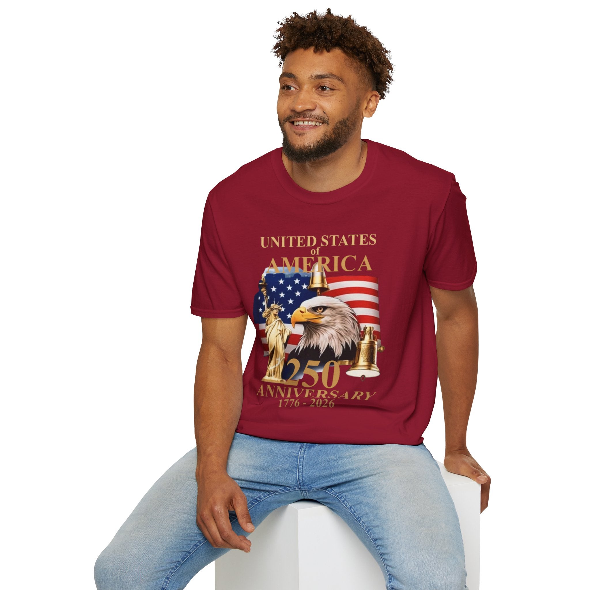 America 250th Anniversary T-Shirt – Bald Eagle, Flag & Liberty Icons (1776–2026)