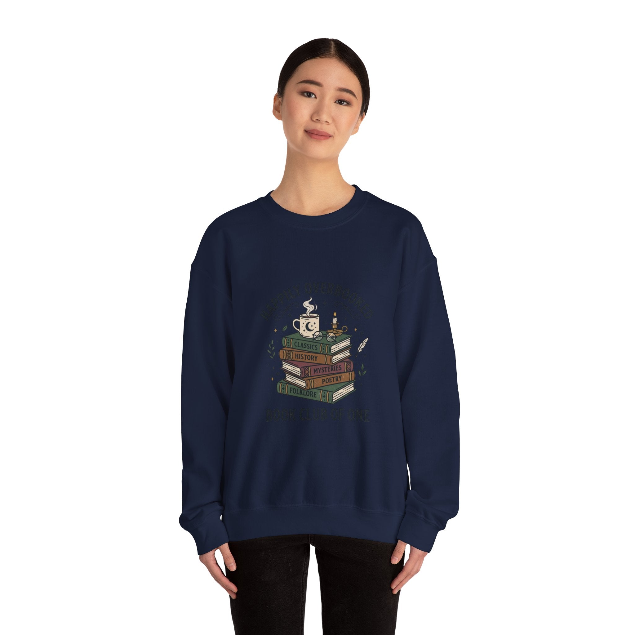 Happily Overbooked 'Book Club of One' Sweatshirt | book lover, cozy reader