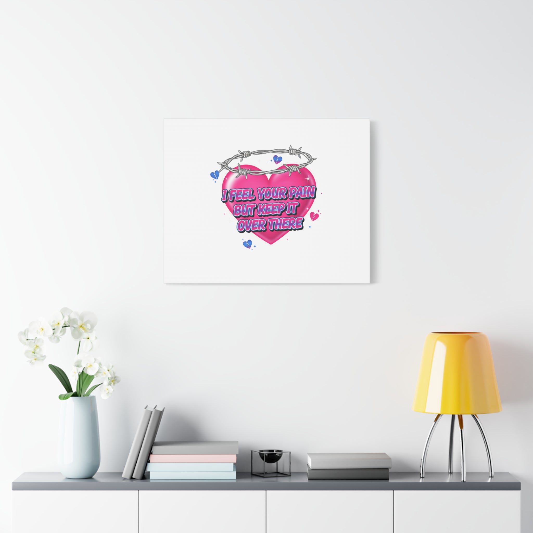 Snarky Neon Heart Airbrush Canvas | Softcore Hater, Y2K nostalgia
