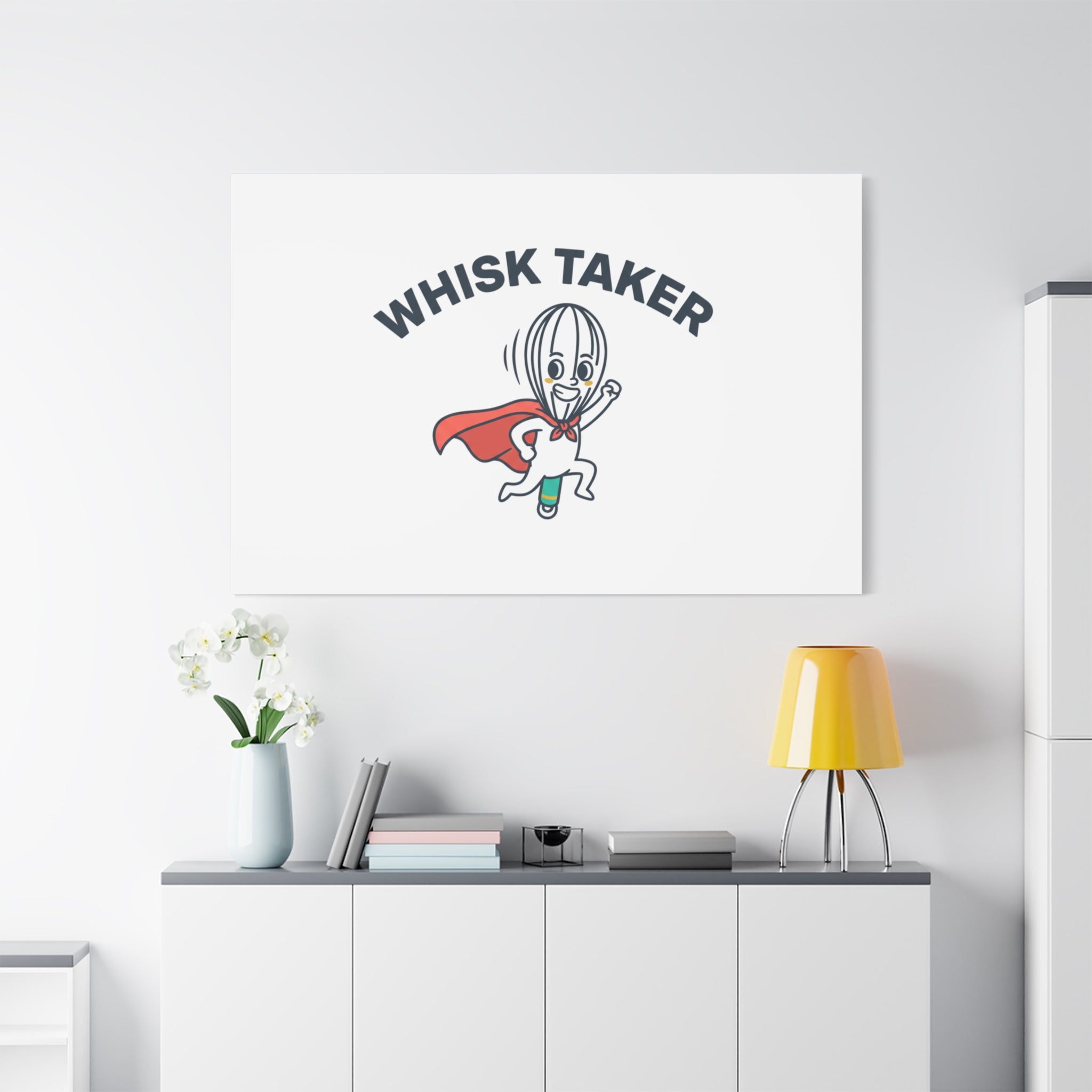 Whisk Taker Canvas, Stretched | Kitchen Pun Minimalism, cooking humor