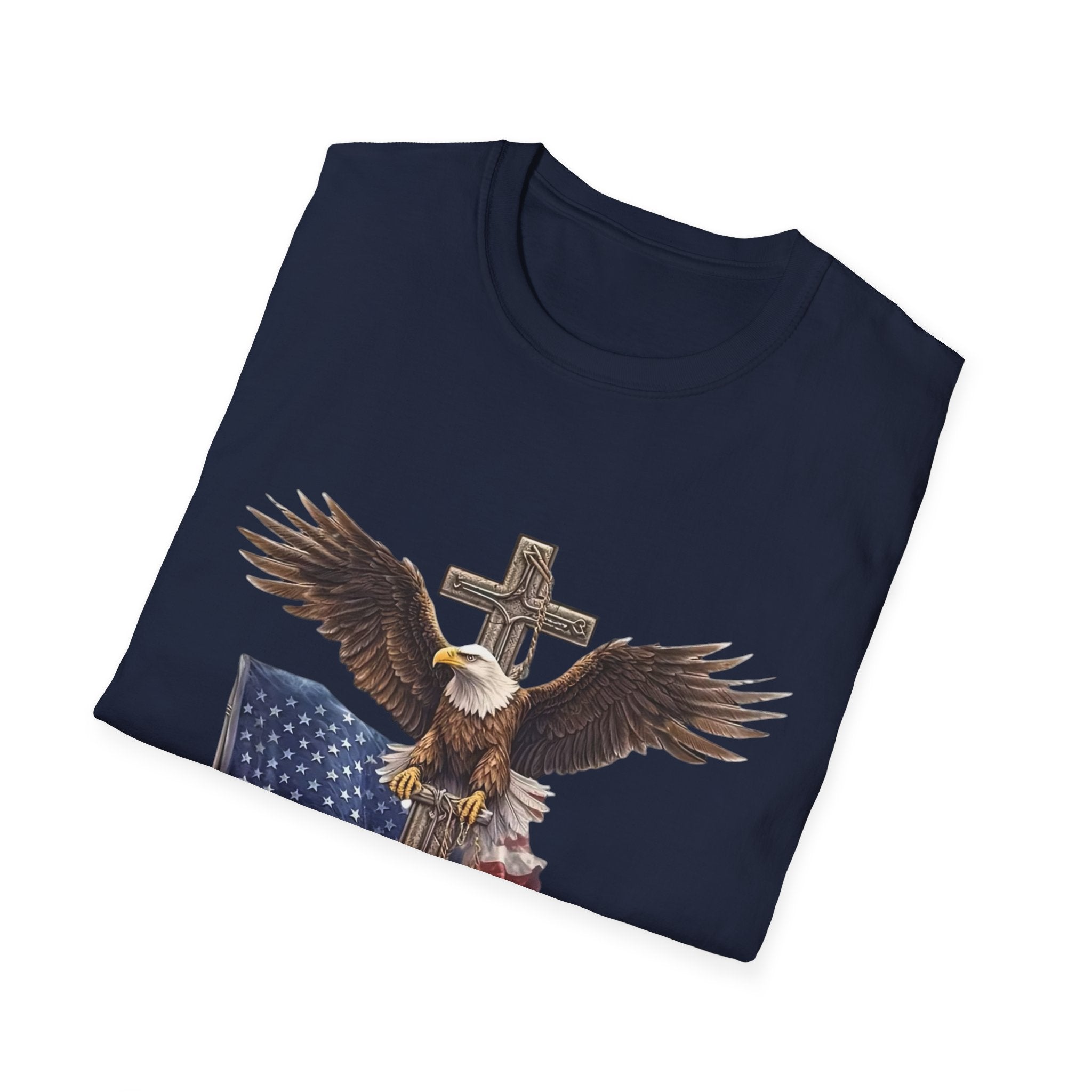 Patriotic Eagle Cross T-Shirt — American Flag Christian Tee