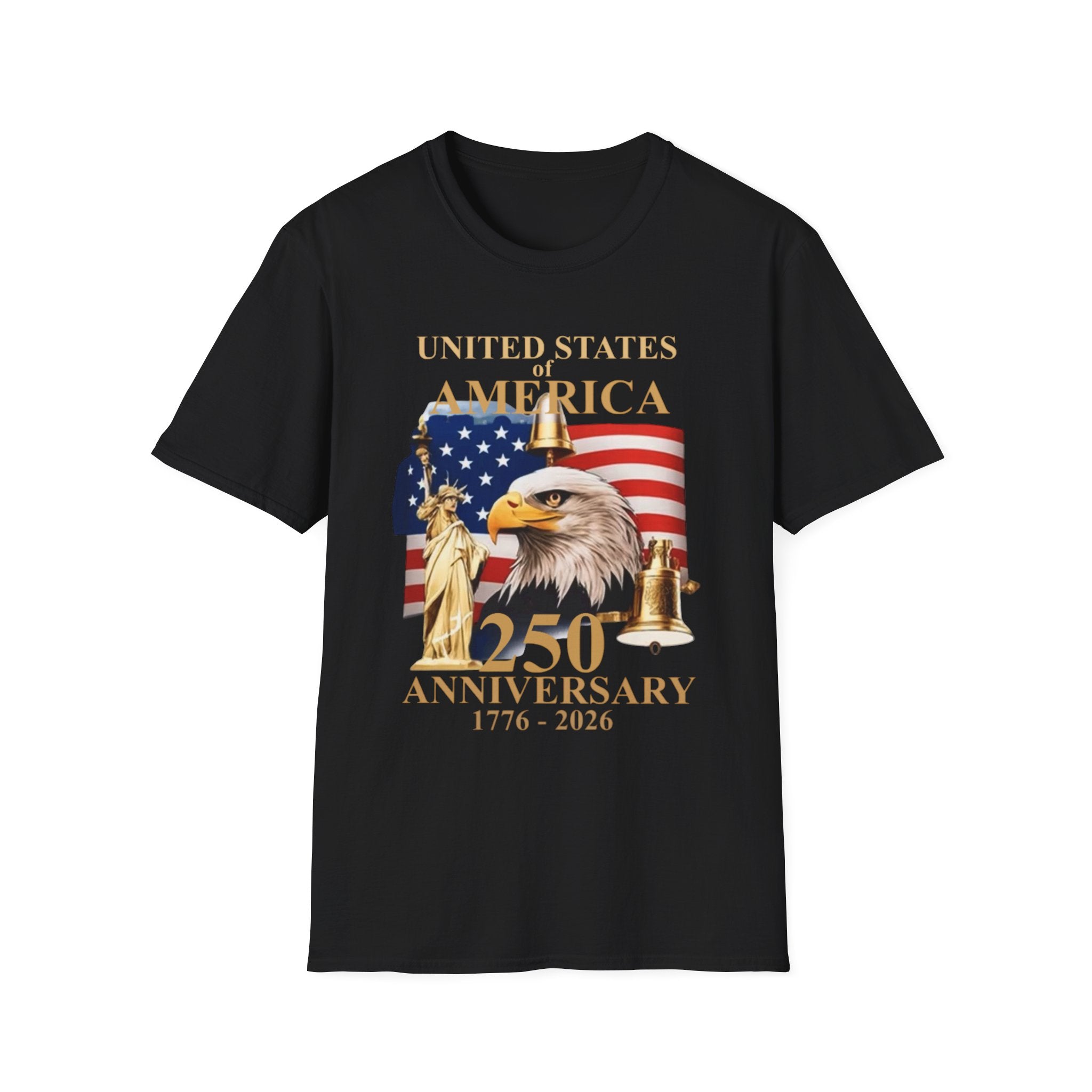 America 250th Anniversary T-Shirt – Bald Eagle, Flag & Liberty Icons (1776–2026)
