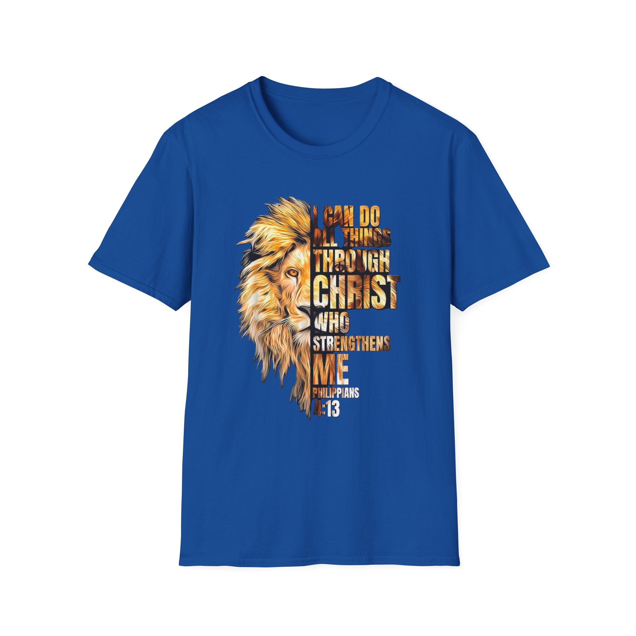 Christian Lion T-Shirt — "I Can Do All Things Through Christ Who Strengthens Me" Inspirational Tee