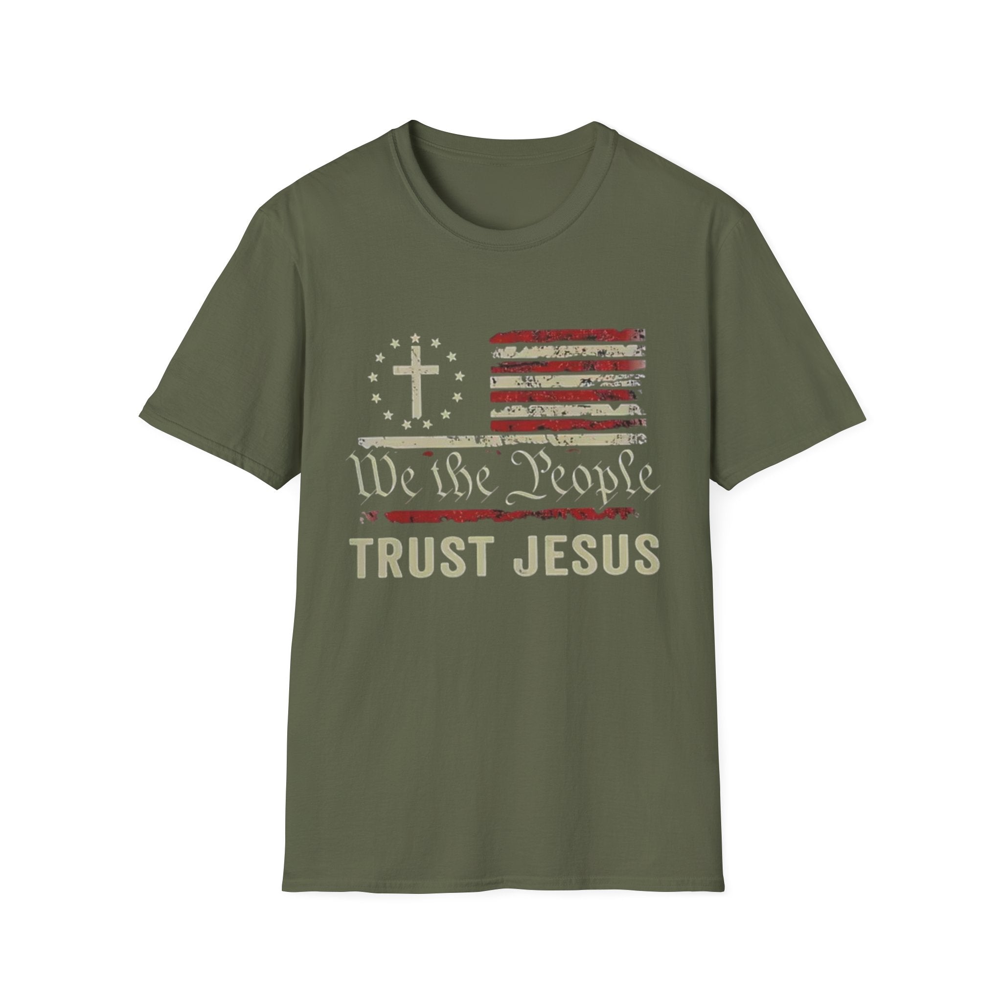 We The People Trust Jesus T-Shirt — Patriotic Christian Flag Tee