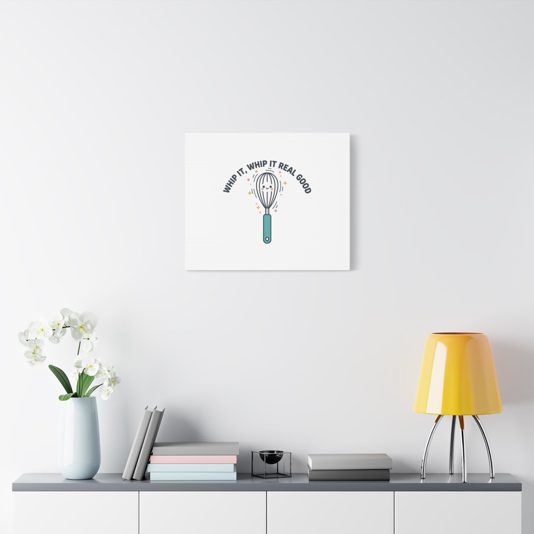 Whip It, Whip It Real Good Canvas | Kitchen Pun Minimalism, Cooking Humor