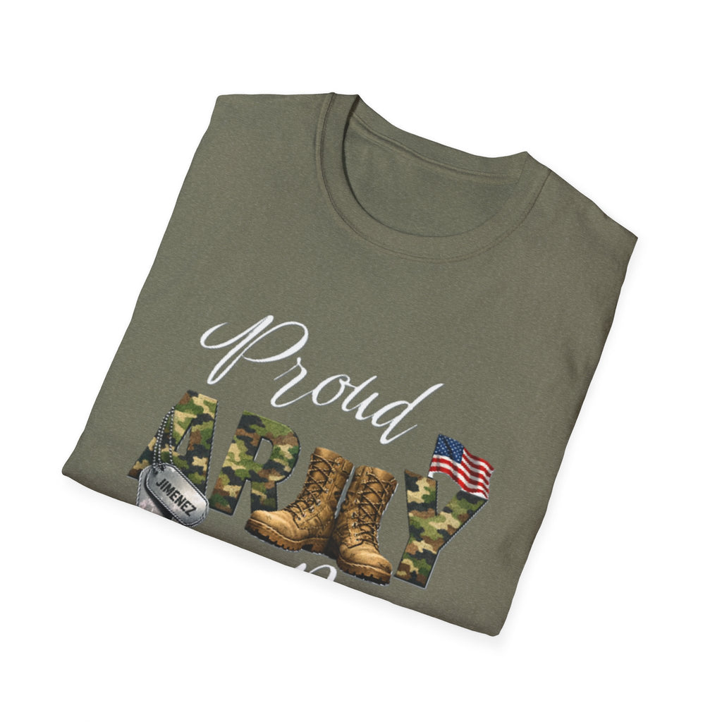 Proud Army Mom T-Shirt — Military Camouflage Boots & Flag Design