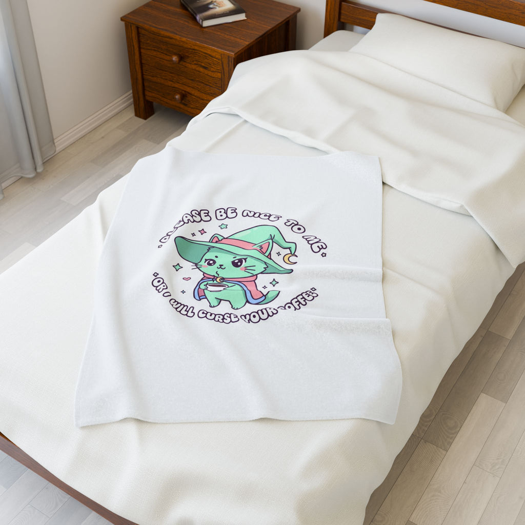 Please Be Nice To Me Plush Blanket | kawaii threat, pastel cute menacing
