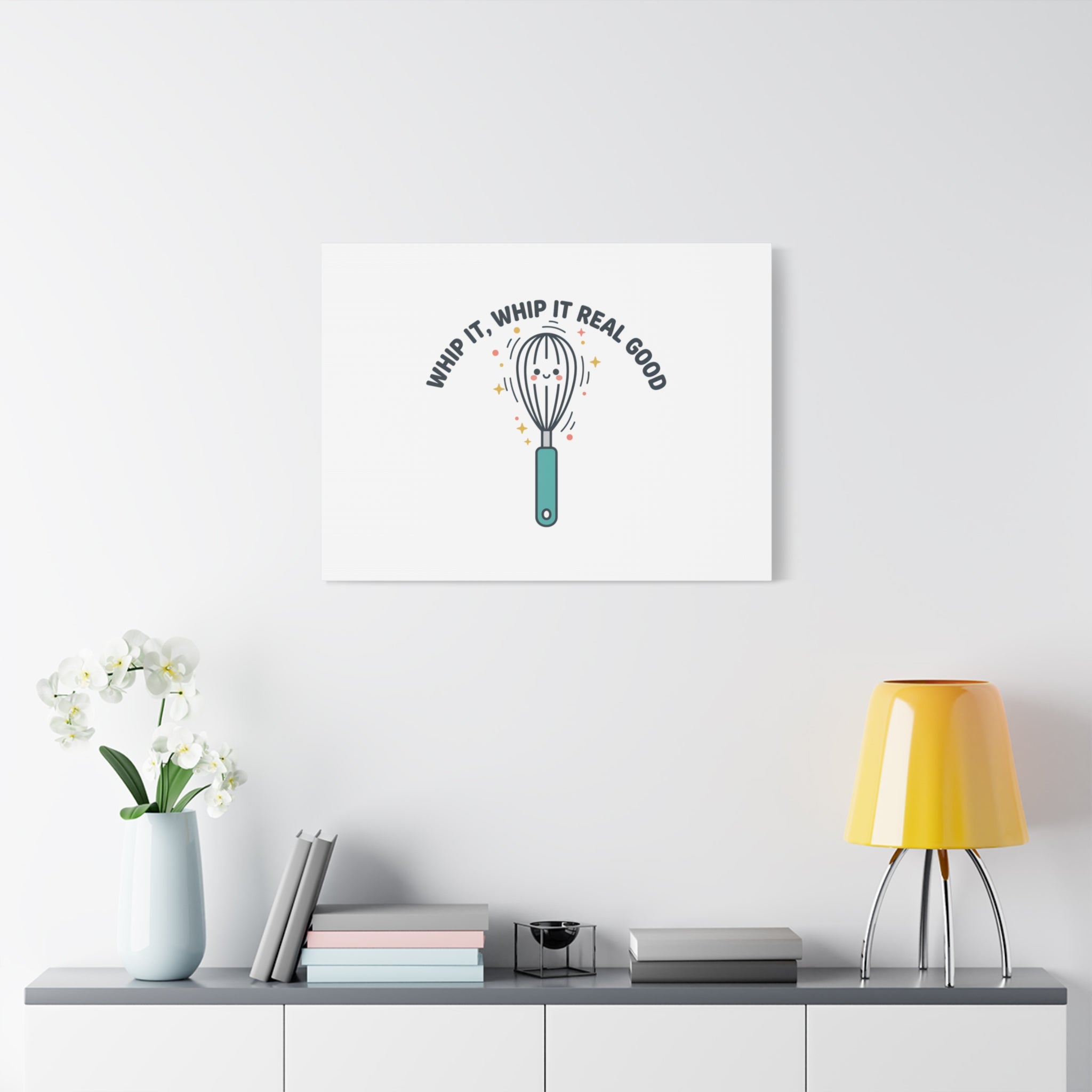 Whip It, Whip It Real Good Canvas | Kitchen Pun Minimalism, Cooking Humor