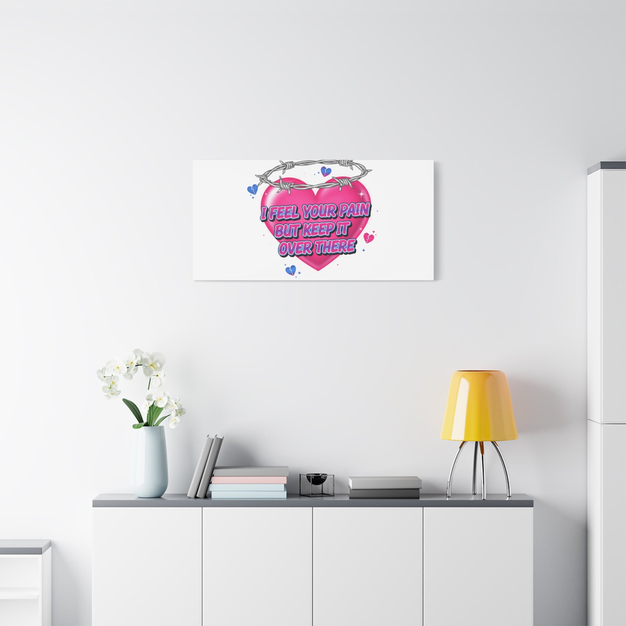 Snarky Neon Heart Airbrush Canvas | Softcore Hater, Y2K nostalgia