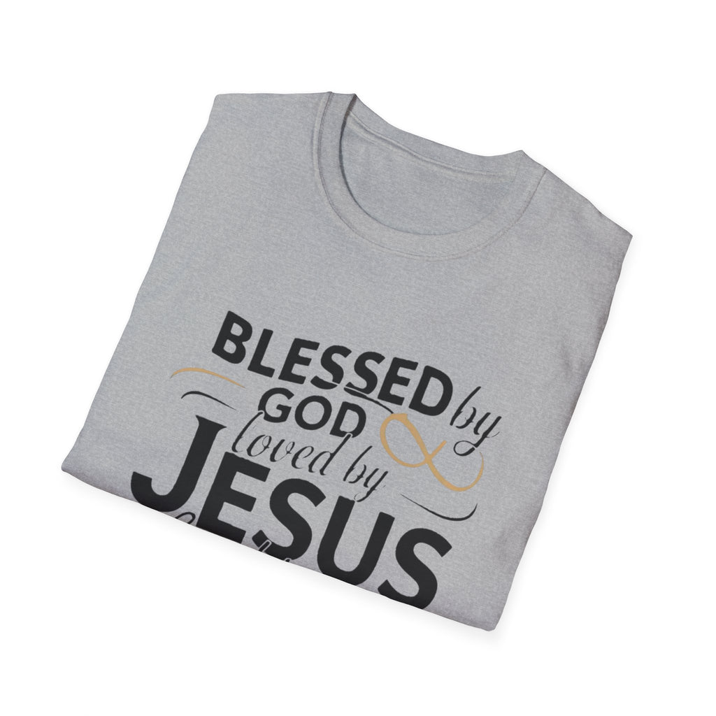Jesus Blessed by God Faith T-Shirt — "Blessed by God, Loved by Jesus, Led by the Spirit" Christian Tee