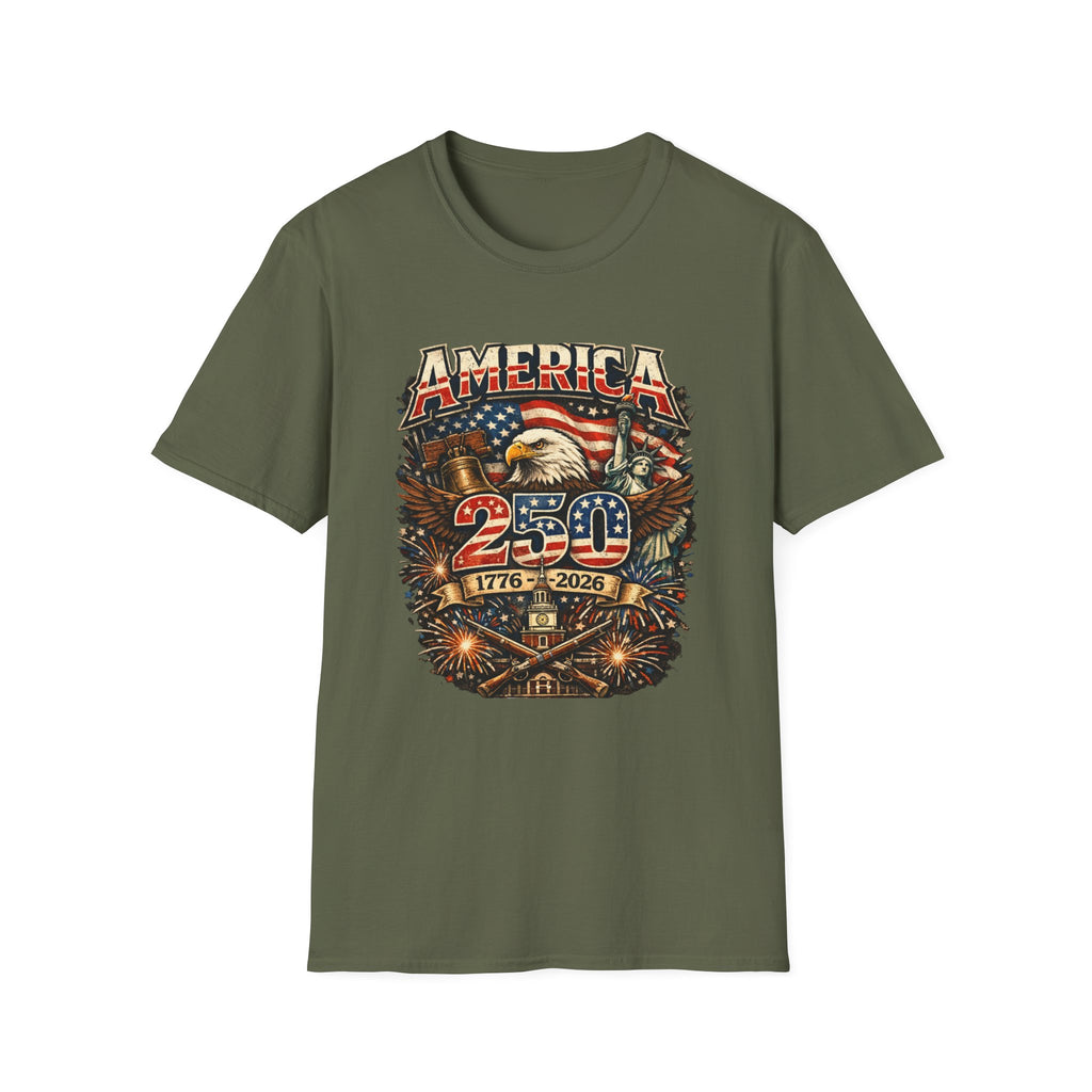 America 250 Eagle Flag T-Shirt — 1776–2026 Patriotic Anniversary Tee