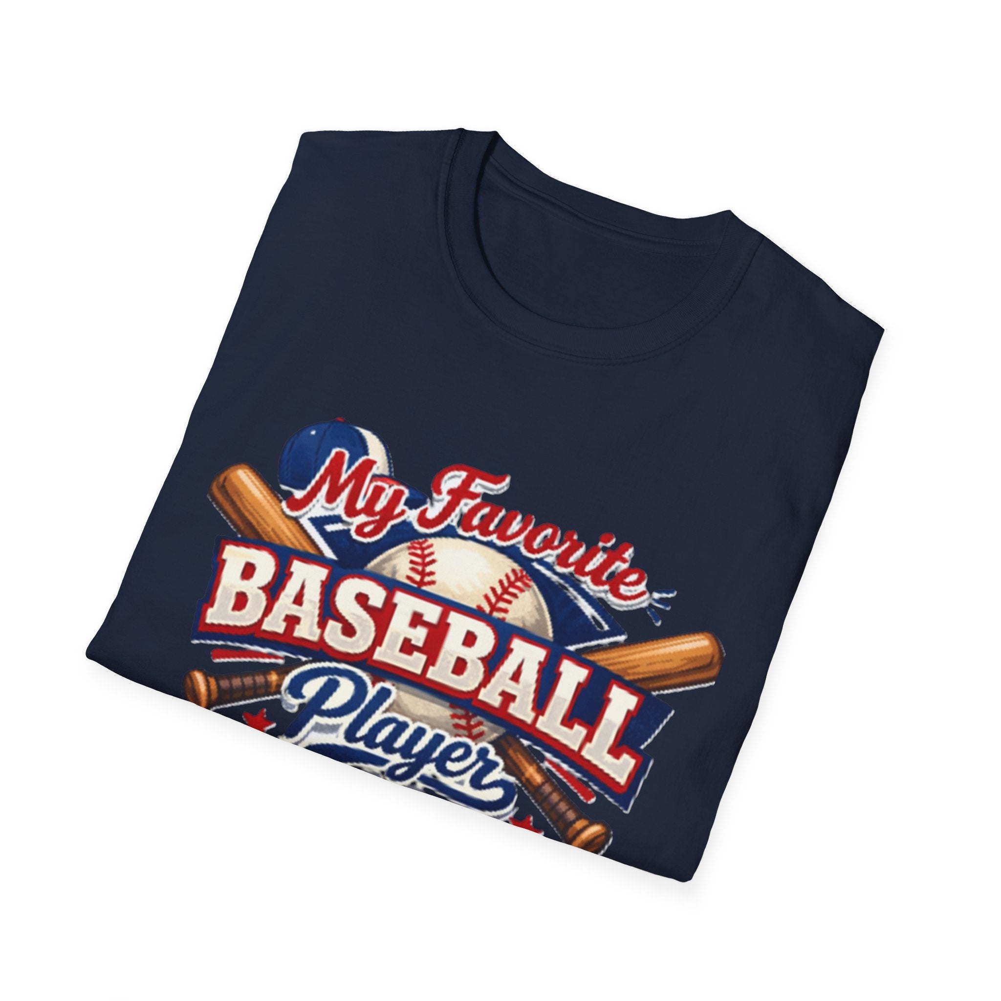 Baseball Mama T-Shirt — “My Favorite Baseball Player Calls Me Mama” Graphic Shirt