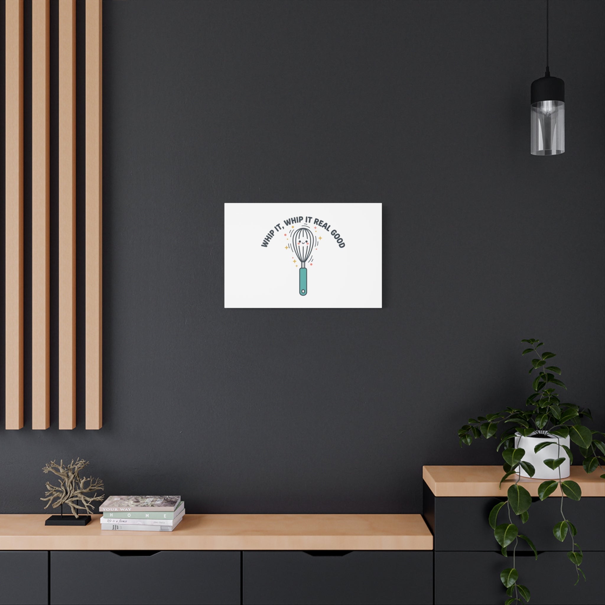 Whip It, Whip It Real Good Canvas | Kitchen Pun Minimalism, Cooking Humor
