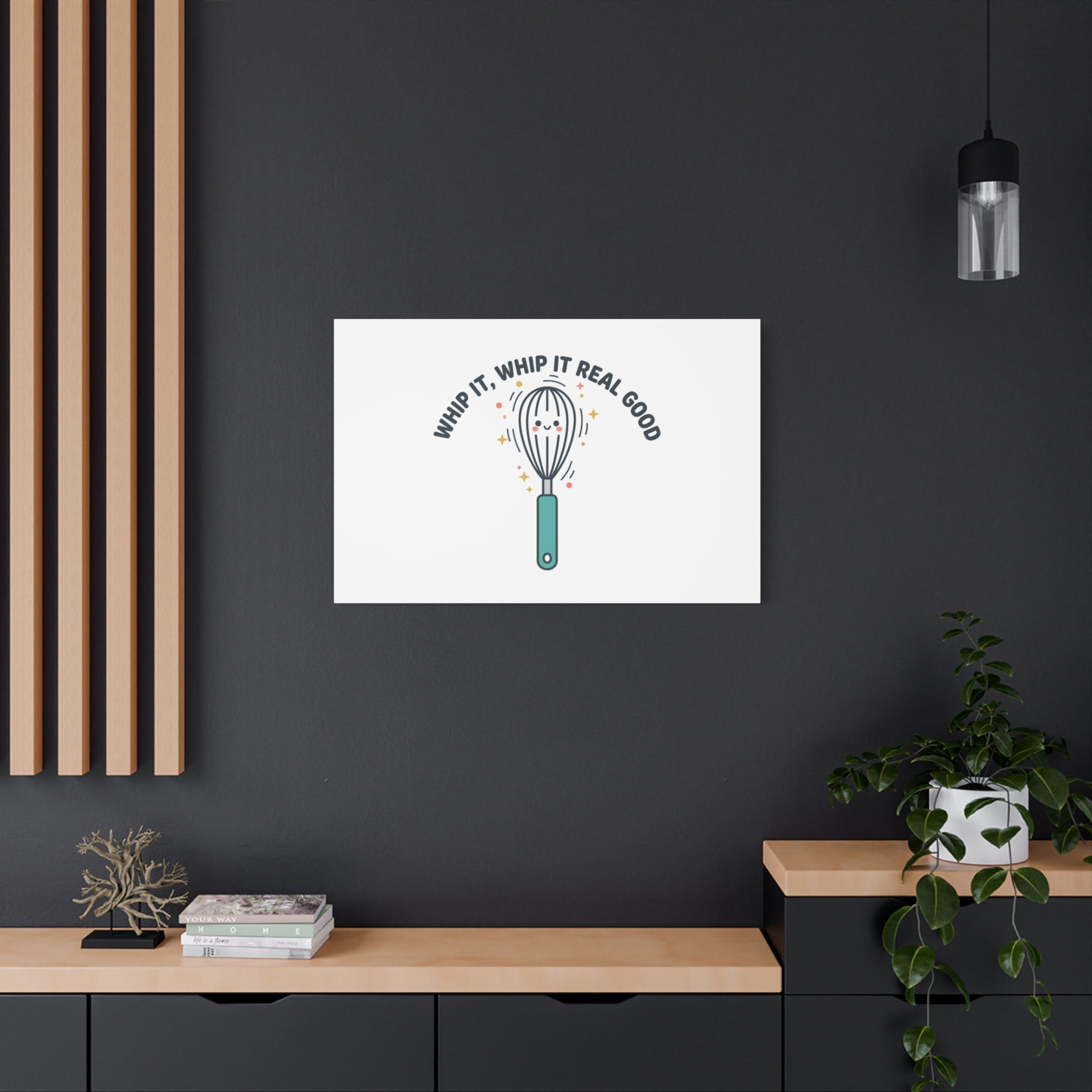 Whip It, Whip It Real Good Canvas | Kitchen Pun Minimalism, Cooking Humor