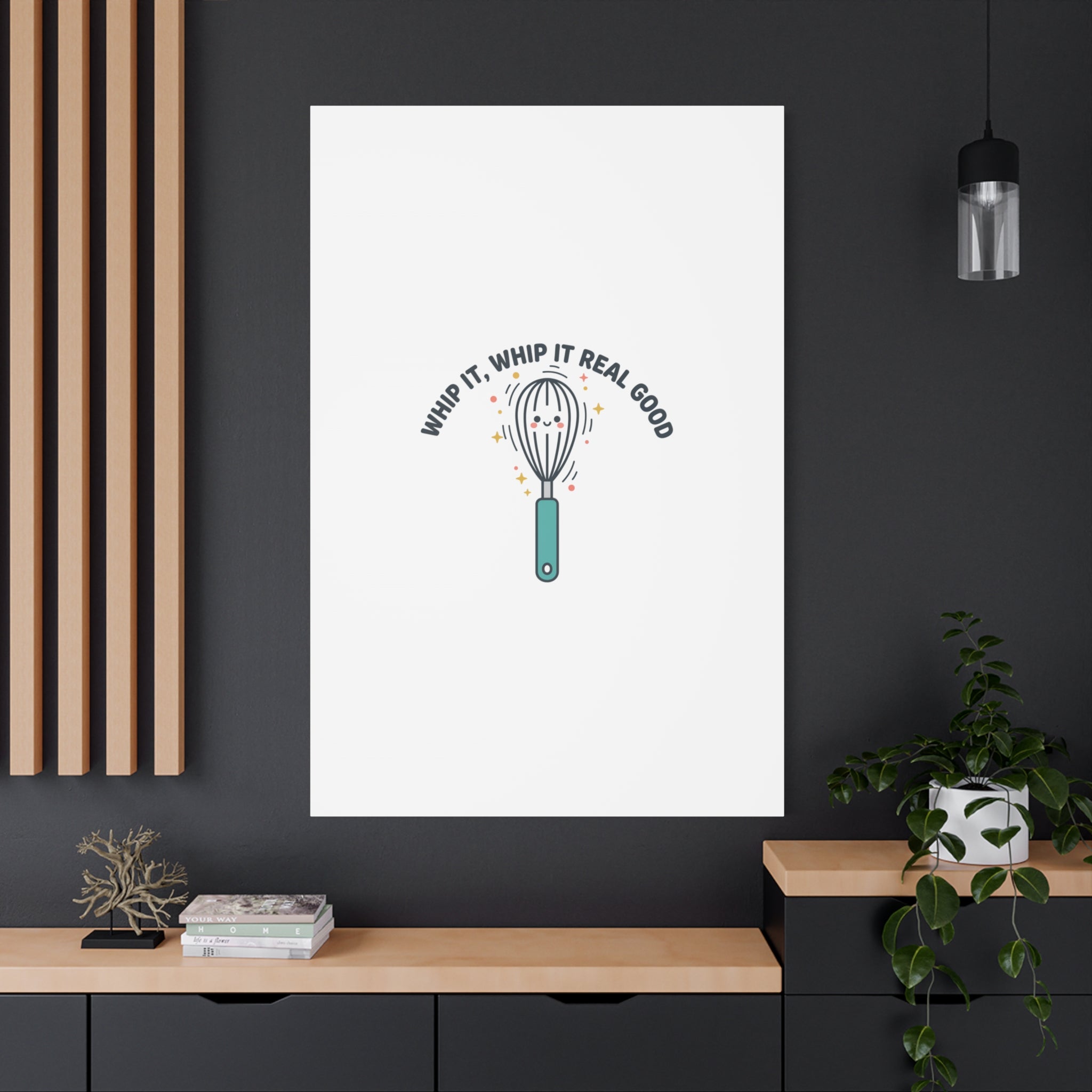 Whip It, Whip It Real Good Canvas | Kitchen Pun Minimalism, Cooking Humor
