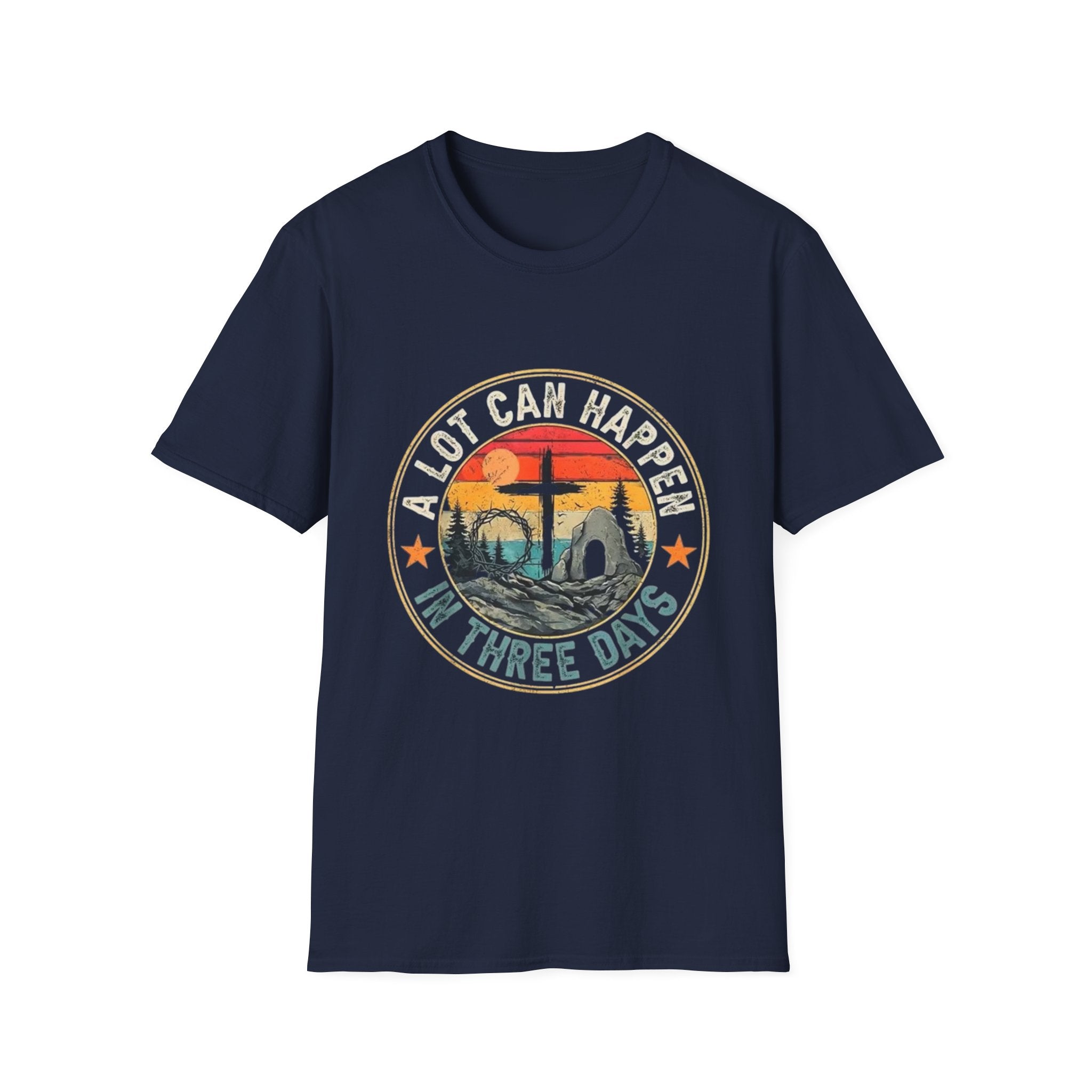 Christian T-Shirt — "A Lot Can Happen In Three Days" Vintage Resurrection Tee