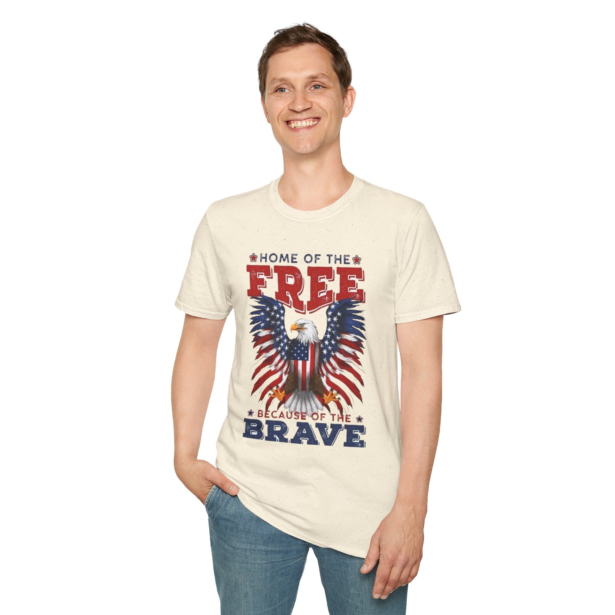Patriotic Eagle T-Shirt — "Home of the Free Because of the Brave"
