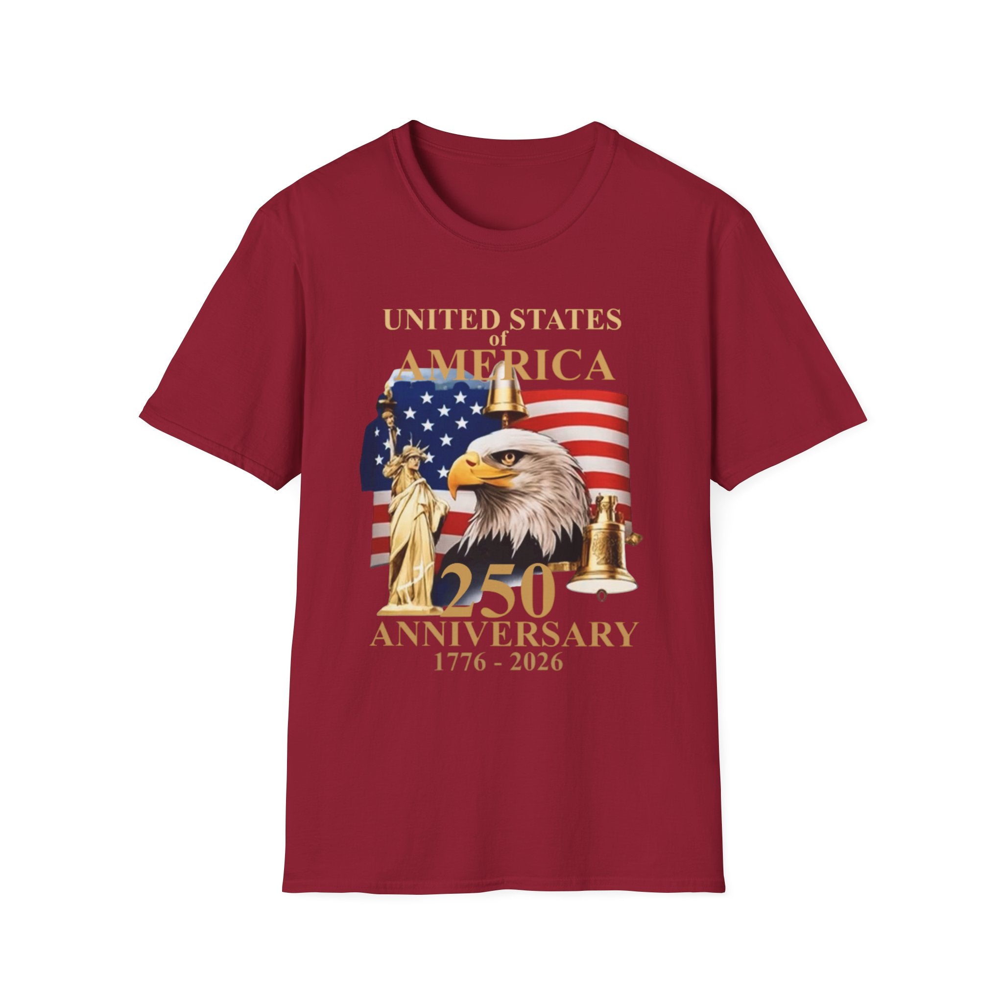 America 250th Anniversary T-Shirt – Bald Eagle, Flag & Liberty Icons (1776–2026)