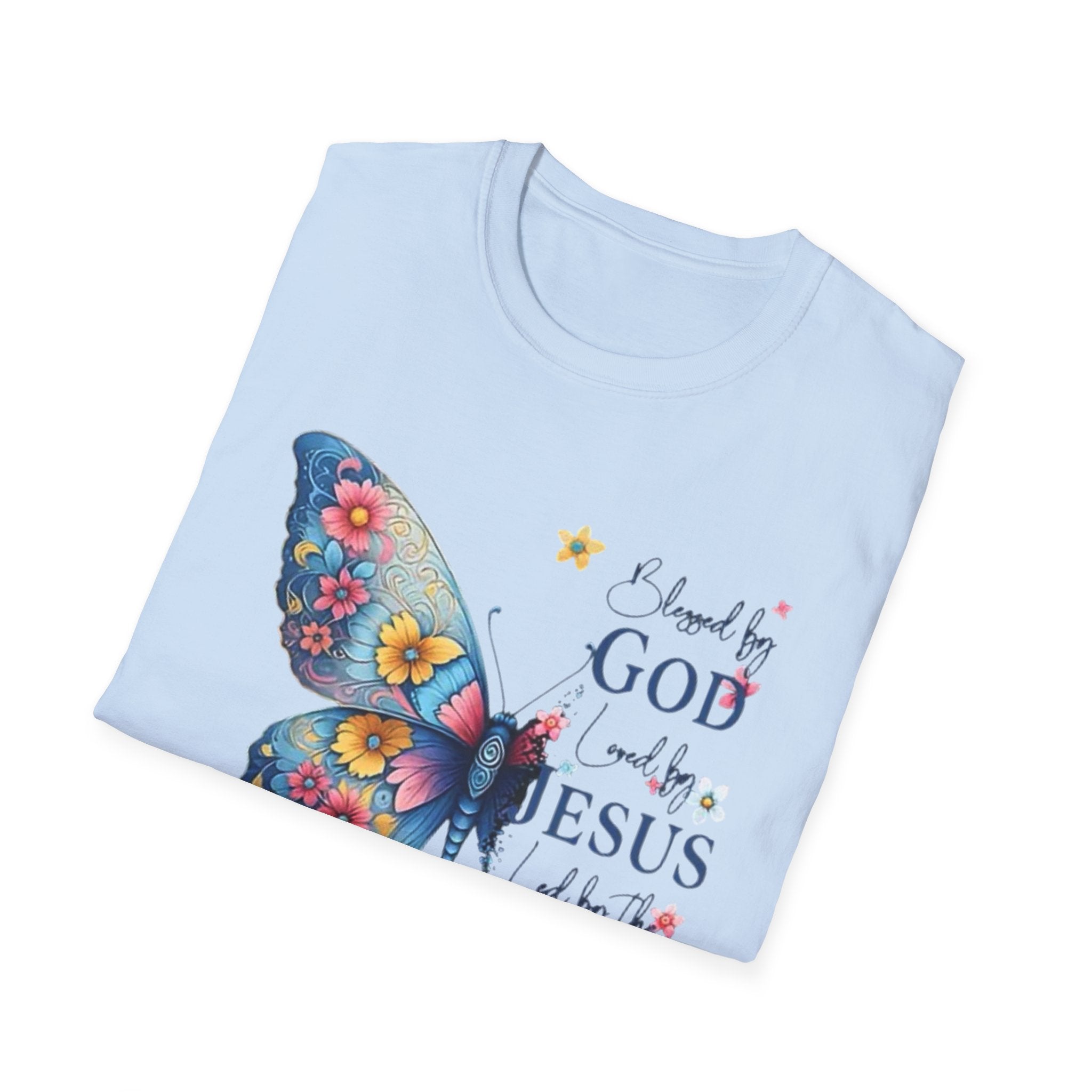 Butterfly Faith T-Shirt — "I am loved by God and held by Jesus and the Spirit" Christian Tee