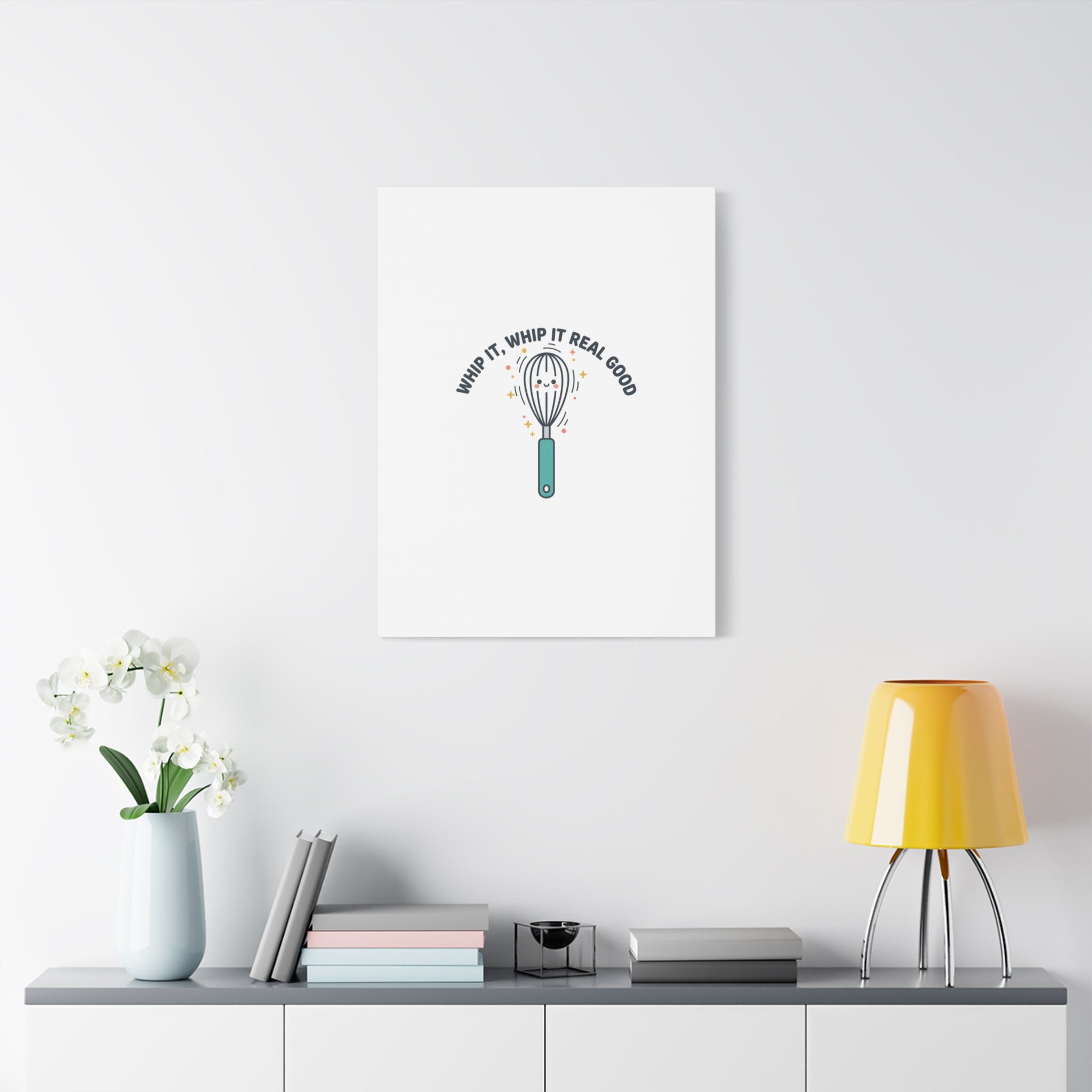 Whip It, Whip It Real Good Canvas | Kitchen Pun Minimalism, Cooking Humor