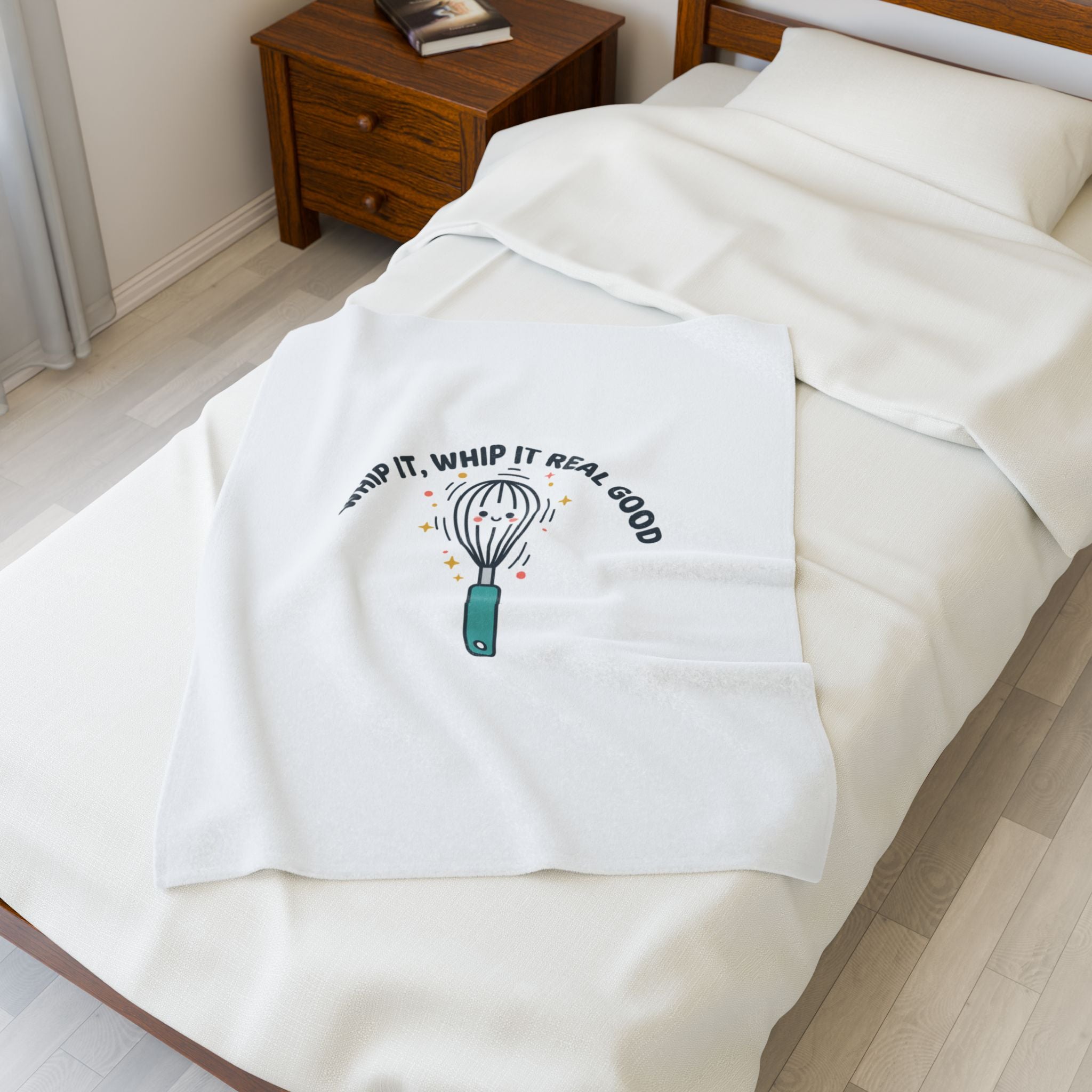 Whip It Whisk Kitchen Pun Velveteen Plush Blanket | kitchen pun towel, cooking humor