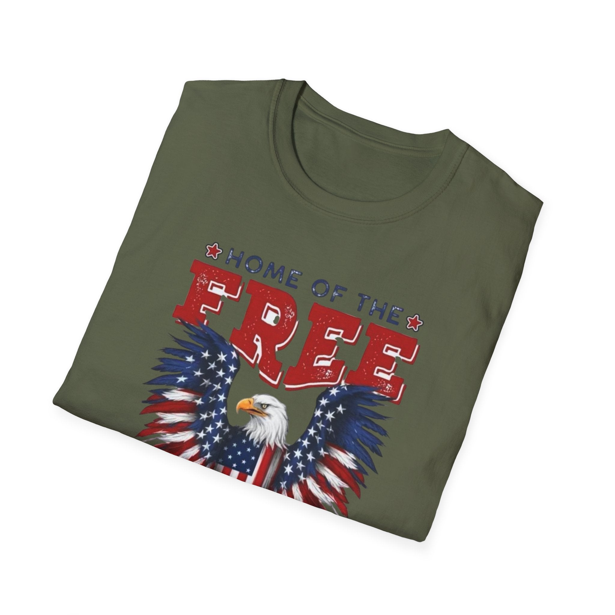 Patriotic Eagle T-Shirt — "Home of the Free Because of the Brave"
