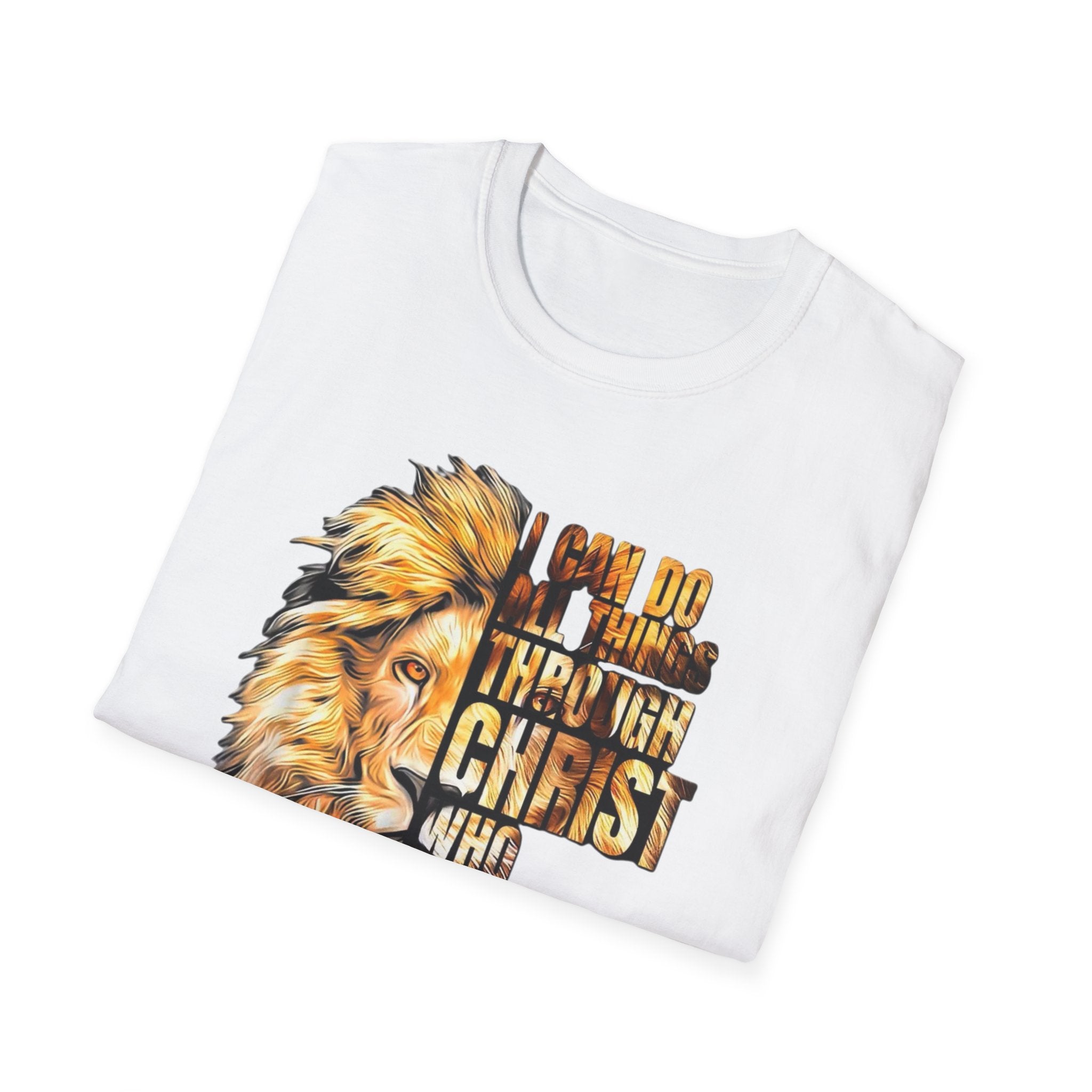 Christian Lion T-Shirt — "I Can Do All Things Through Christ Who Strengthens Me" Inspirational Tee