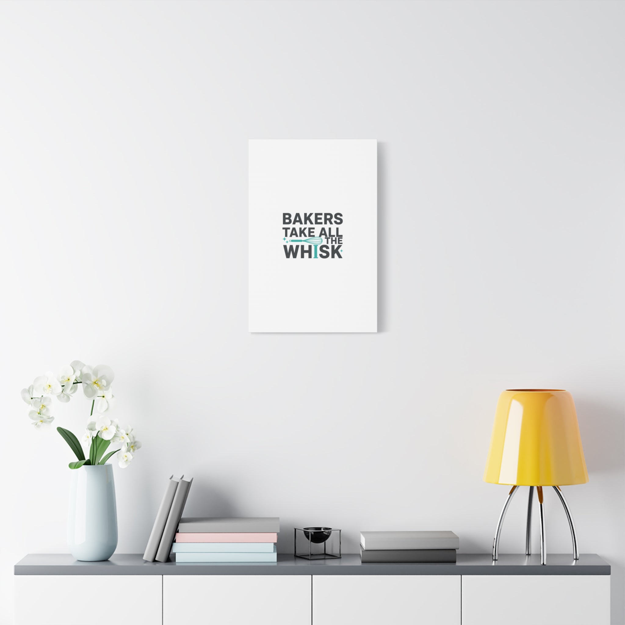 Bakers Take All The Whisk Canvas, Kitchen Pun Minimalism, cooking humor wall art