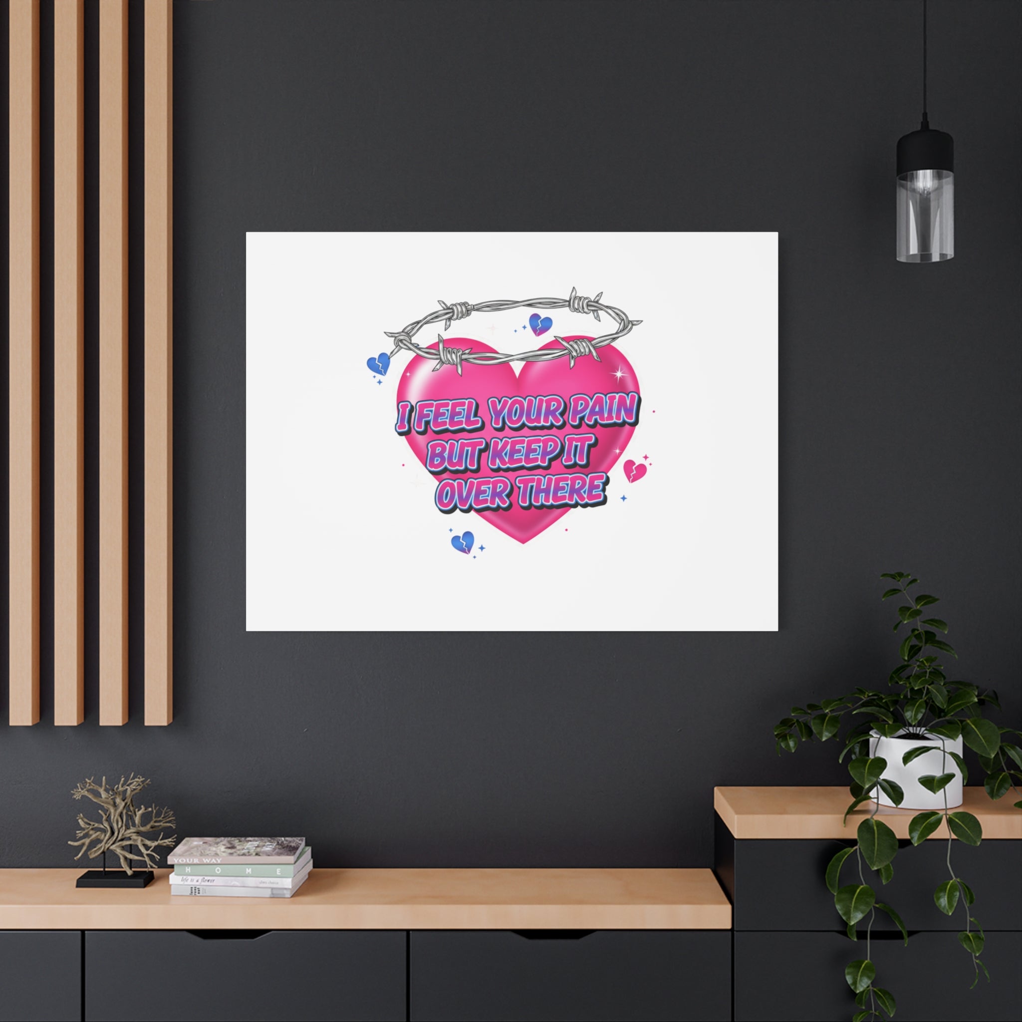 Snarky Neon Heart Airbrush Canvas | Softcore Hater, Y2K nostalgia
