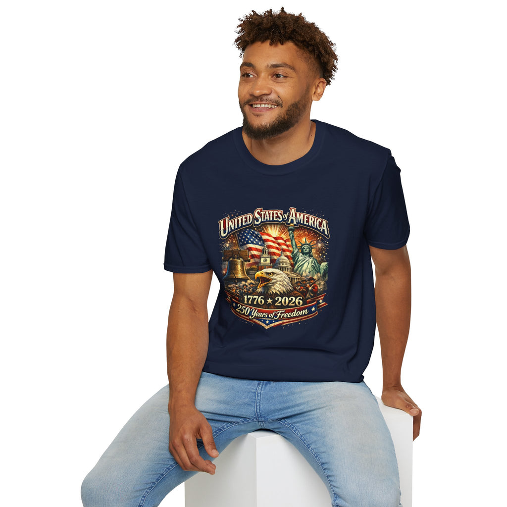 United States of America 250 Graphic T-Shirt — Patriotic 1776–2026 Liberty Design